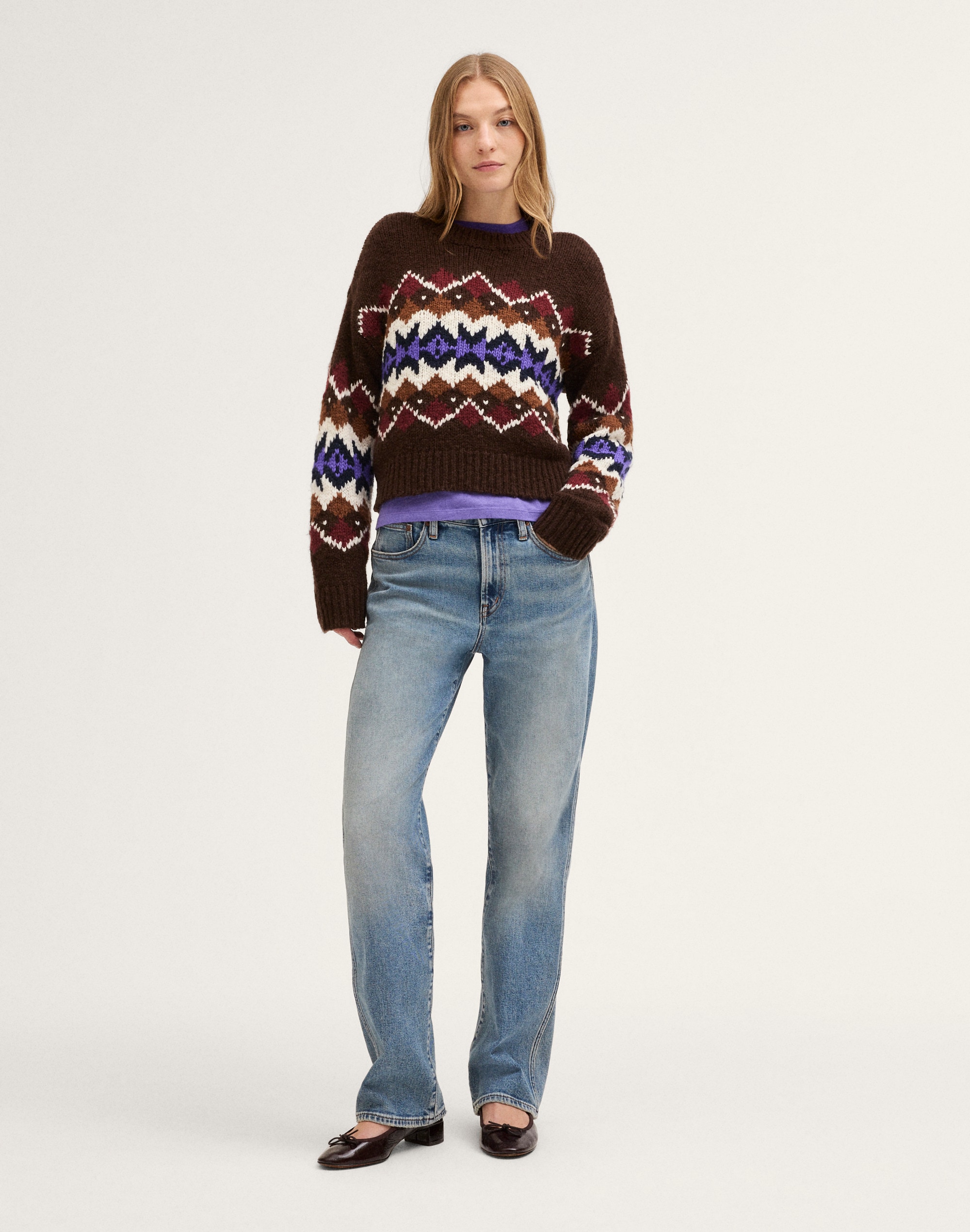 Chunky Fair Isle Sweater in 100% Wool