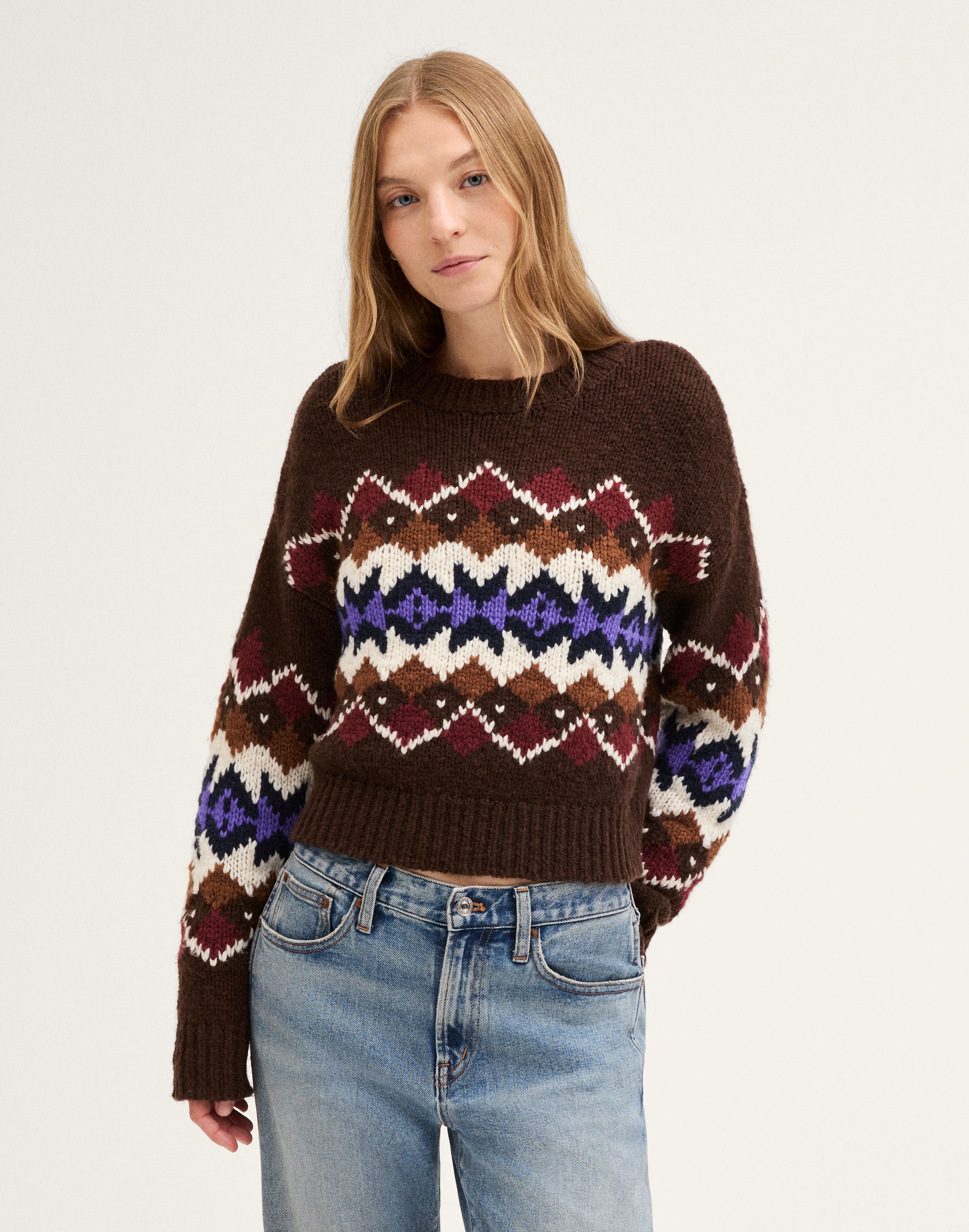 Chunky Fair Isle Sweater in 100% Wool