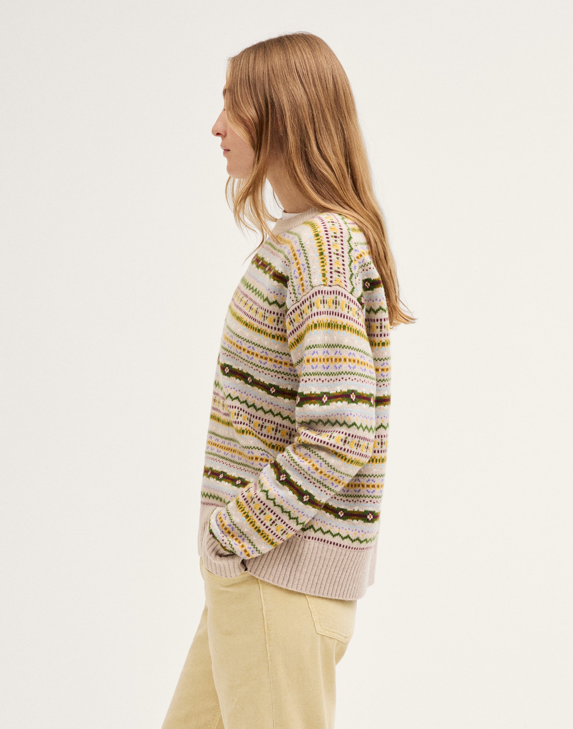 Mini Fair Isle Crewneck Sweater in 100% Wool