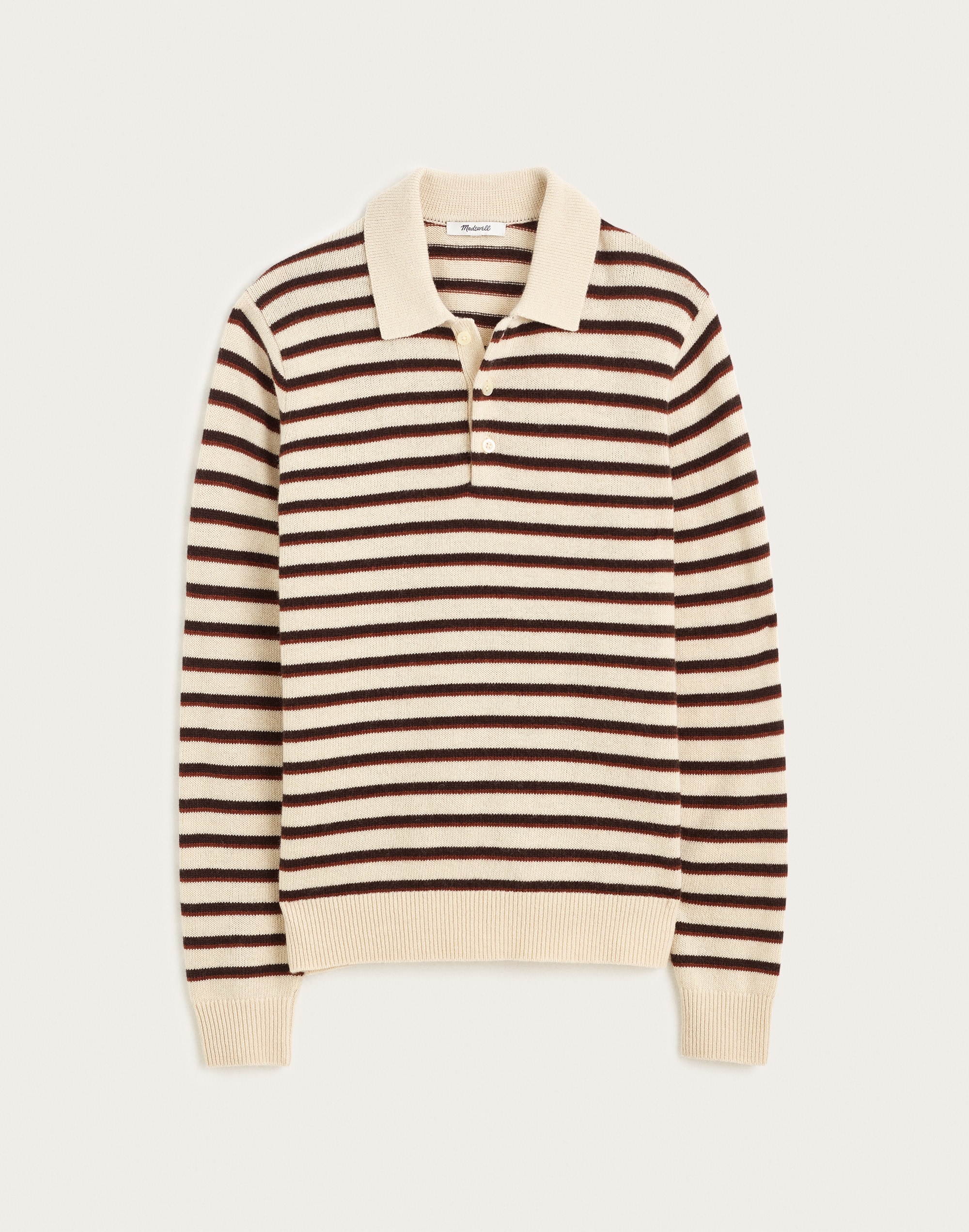 Textured-Stitch Long-Sleeve Polo in Harbor Wool Blend