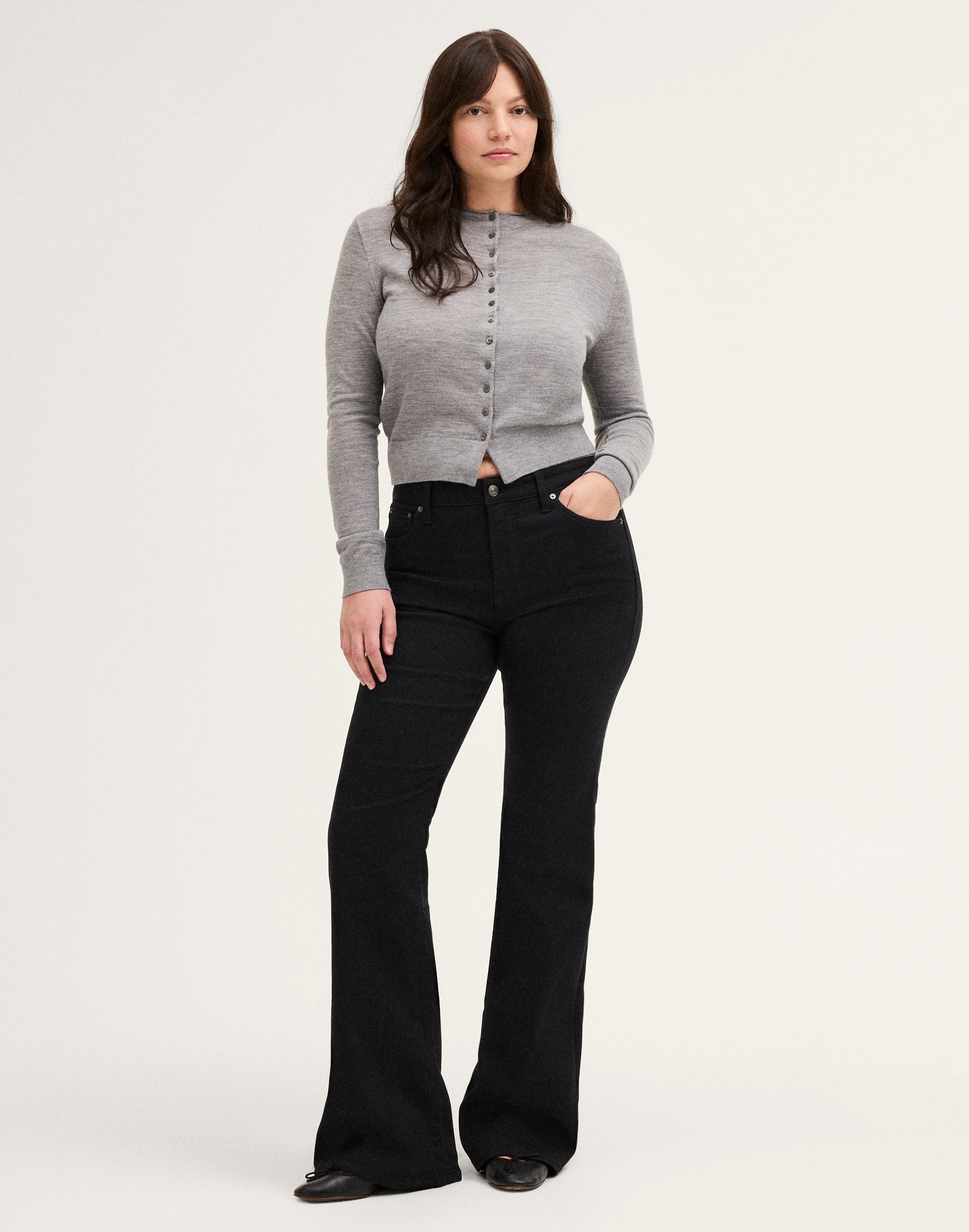 The Short Curvy Flare Jean in Super Stretch Denim