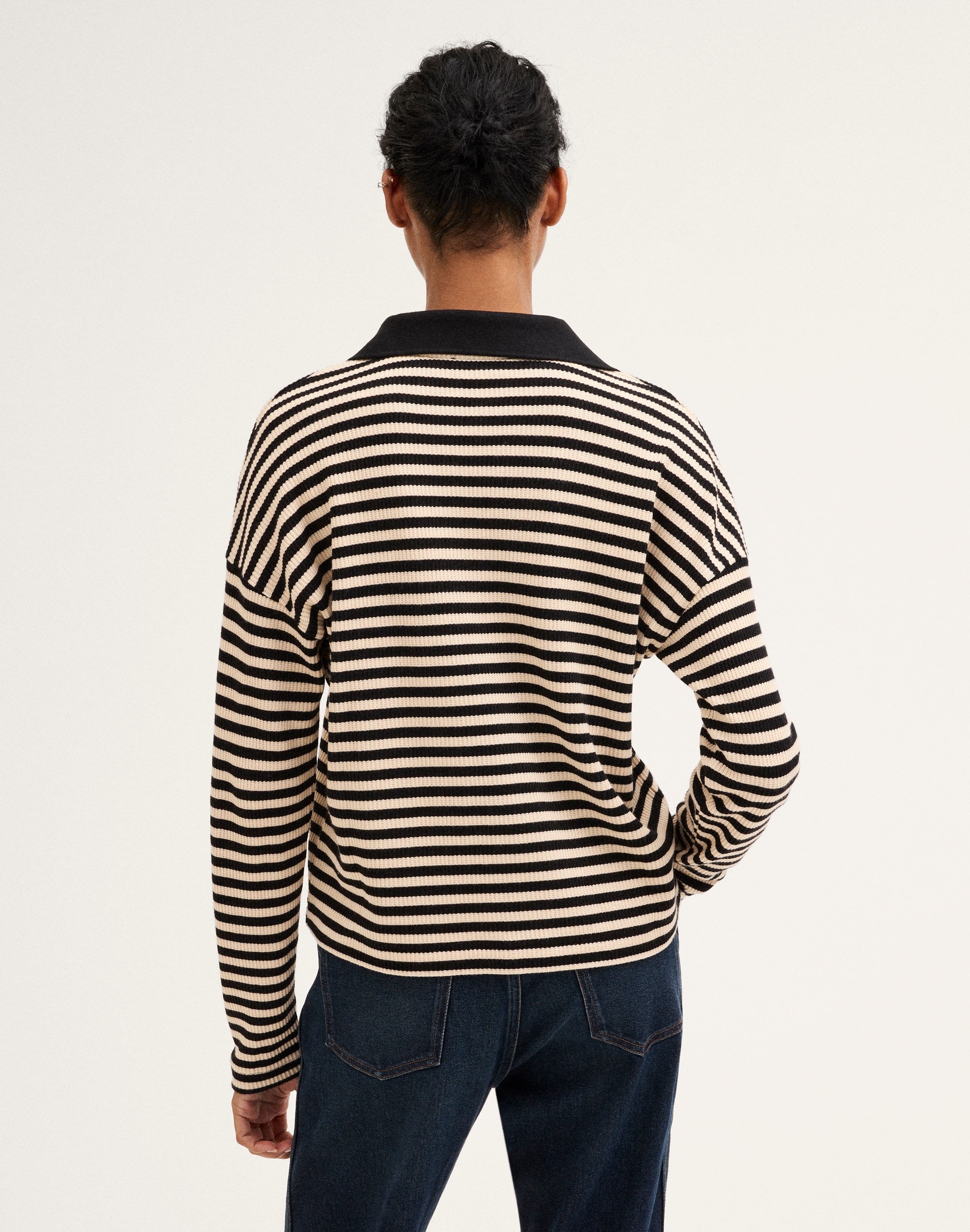 Johnny-Collar Polo Sweater