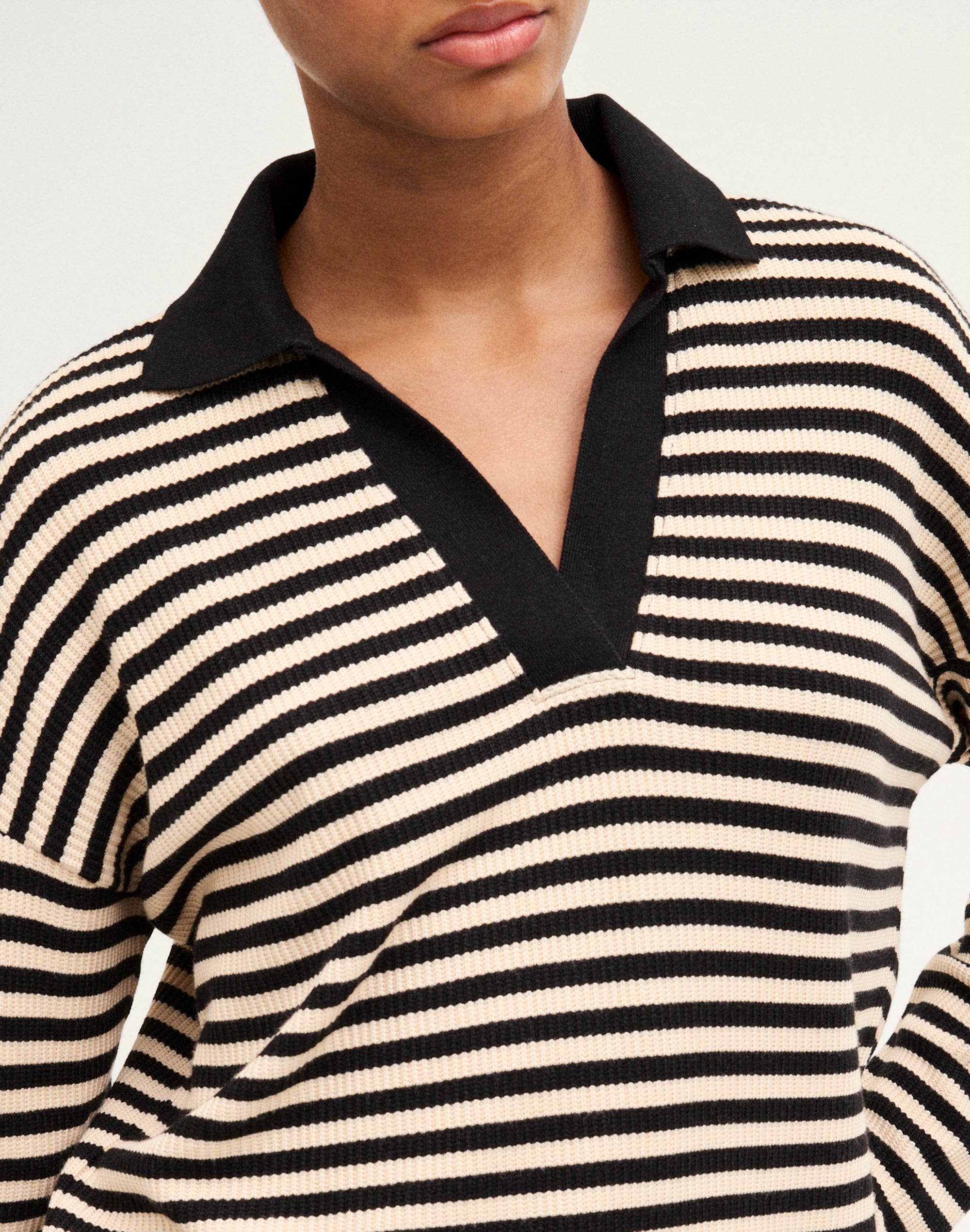 Johnny-Collar Polo Sweater