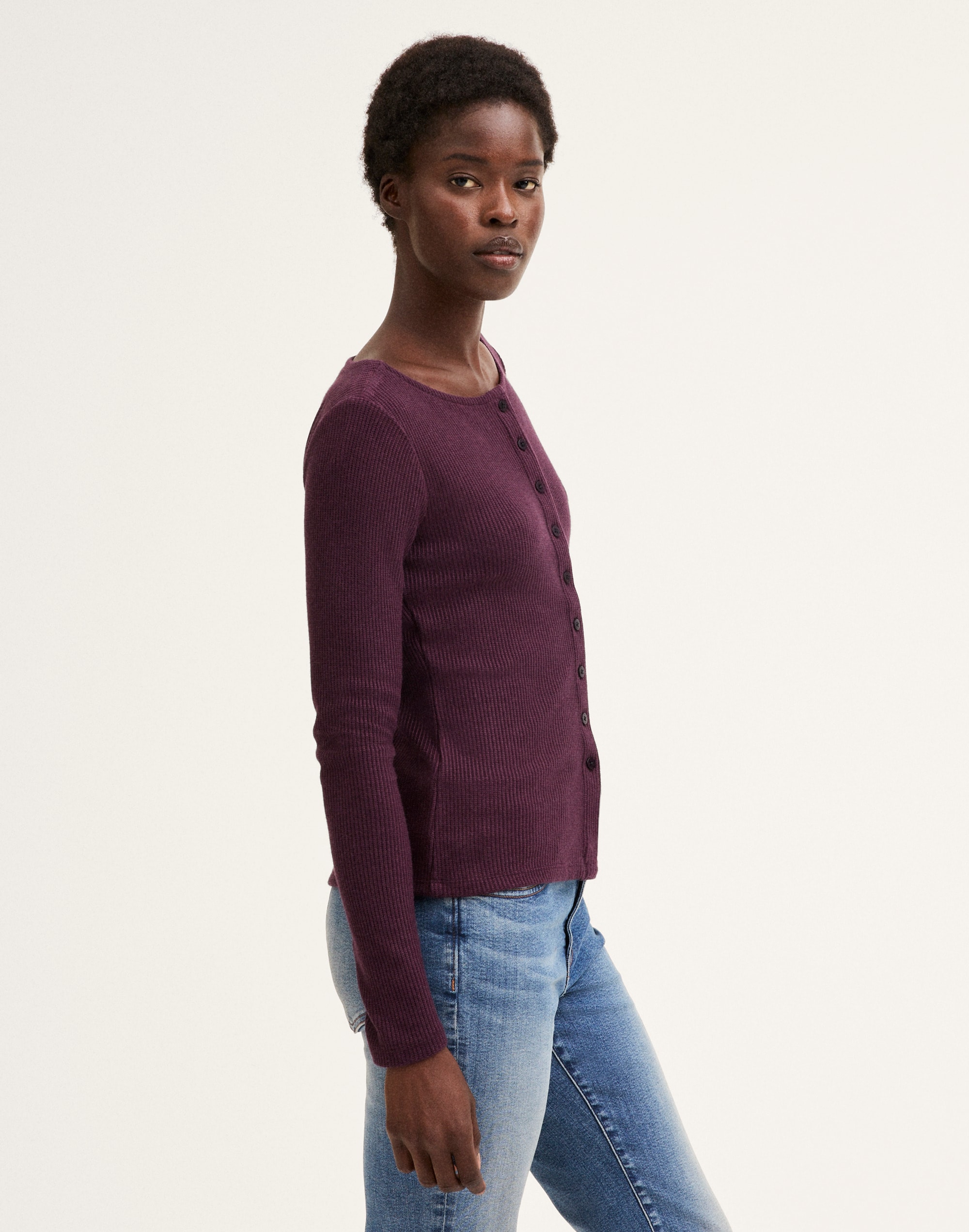 Ribbed Crewneck Cardigan