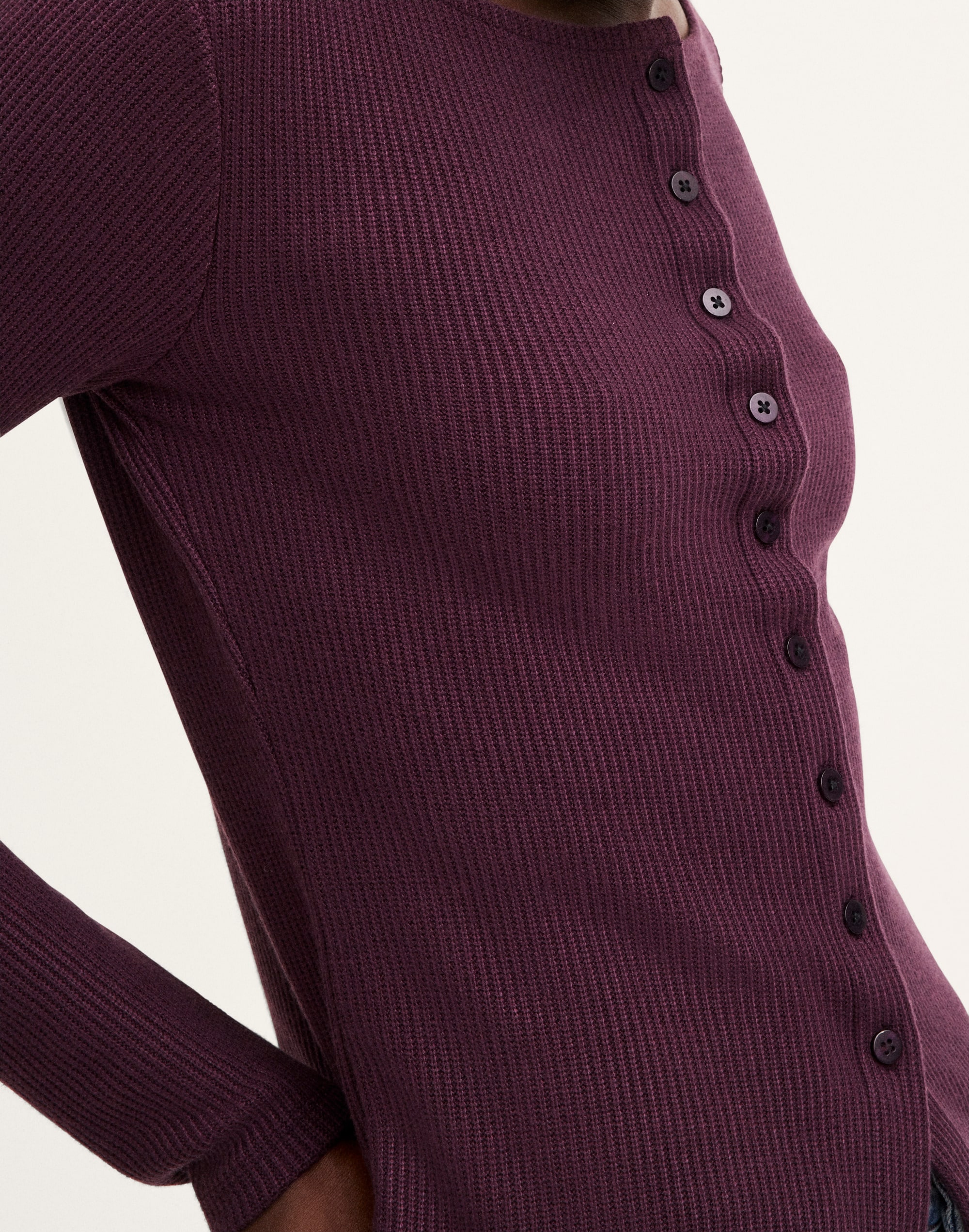 Ribbed Crewneck Cardigan