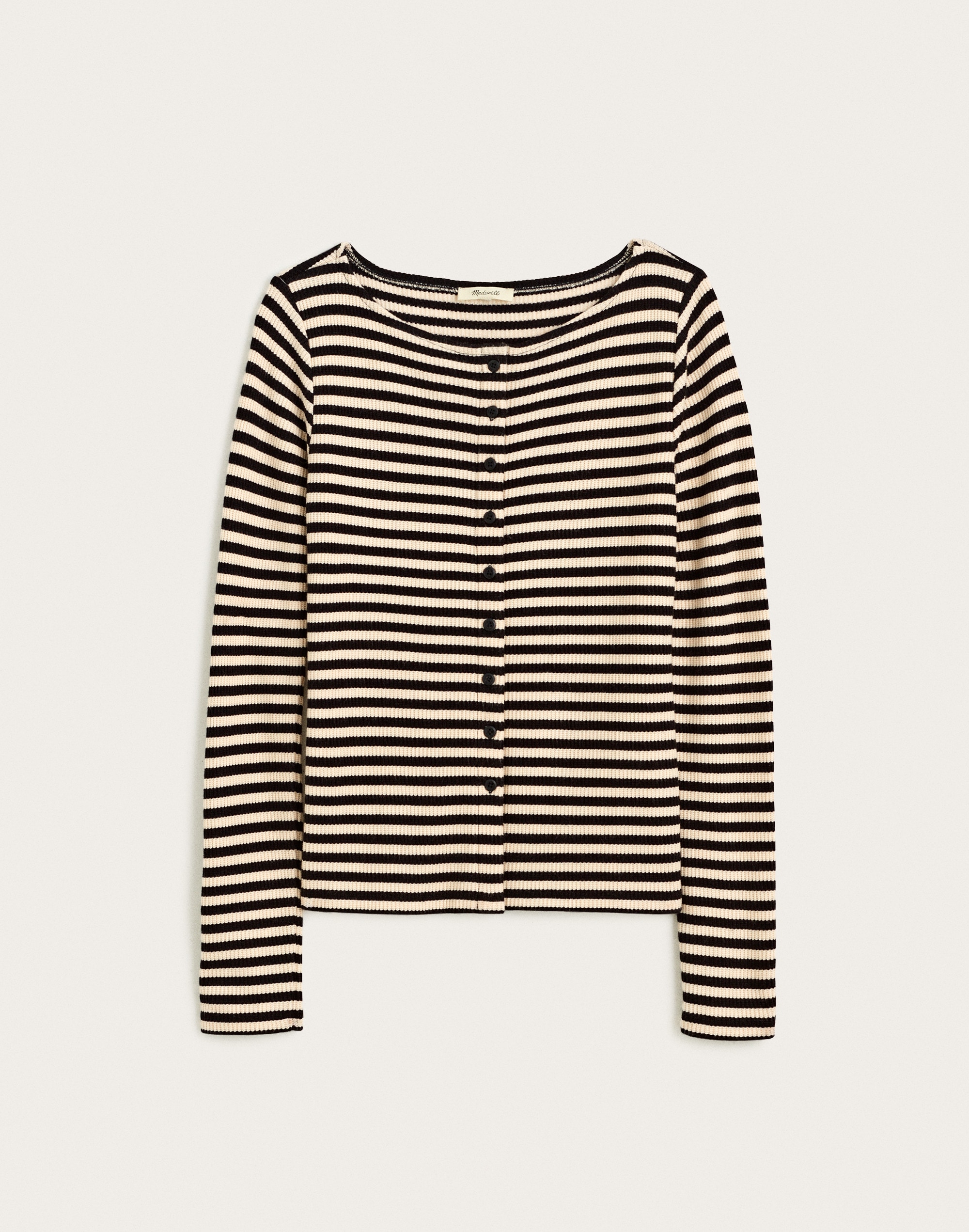ribbed crewneck cardigan