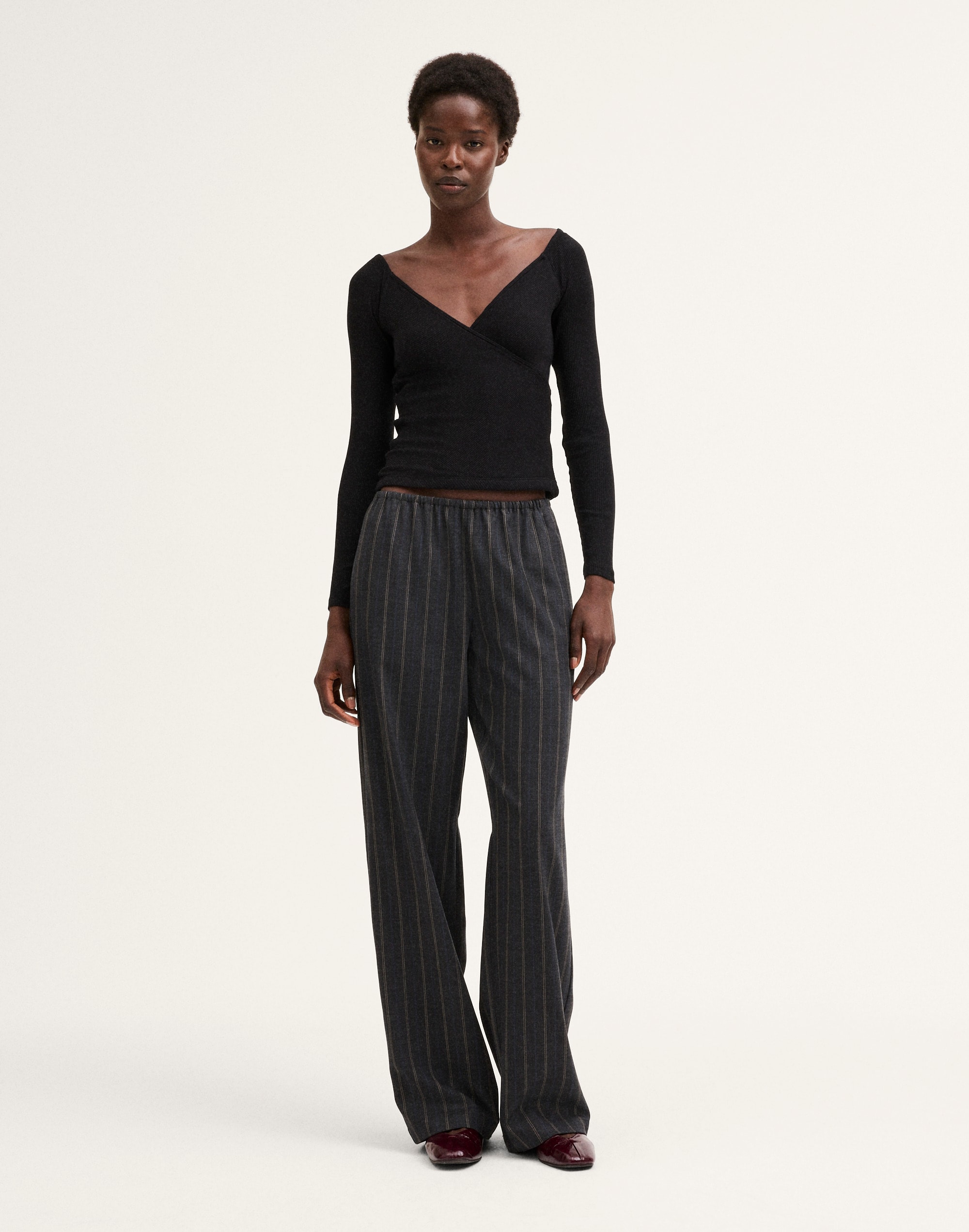 Ribbed Crossover Wrap Top