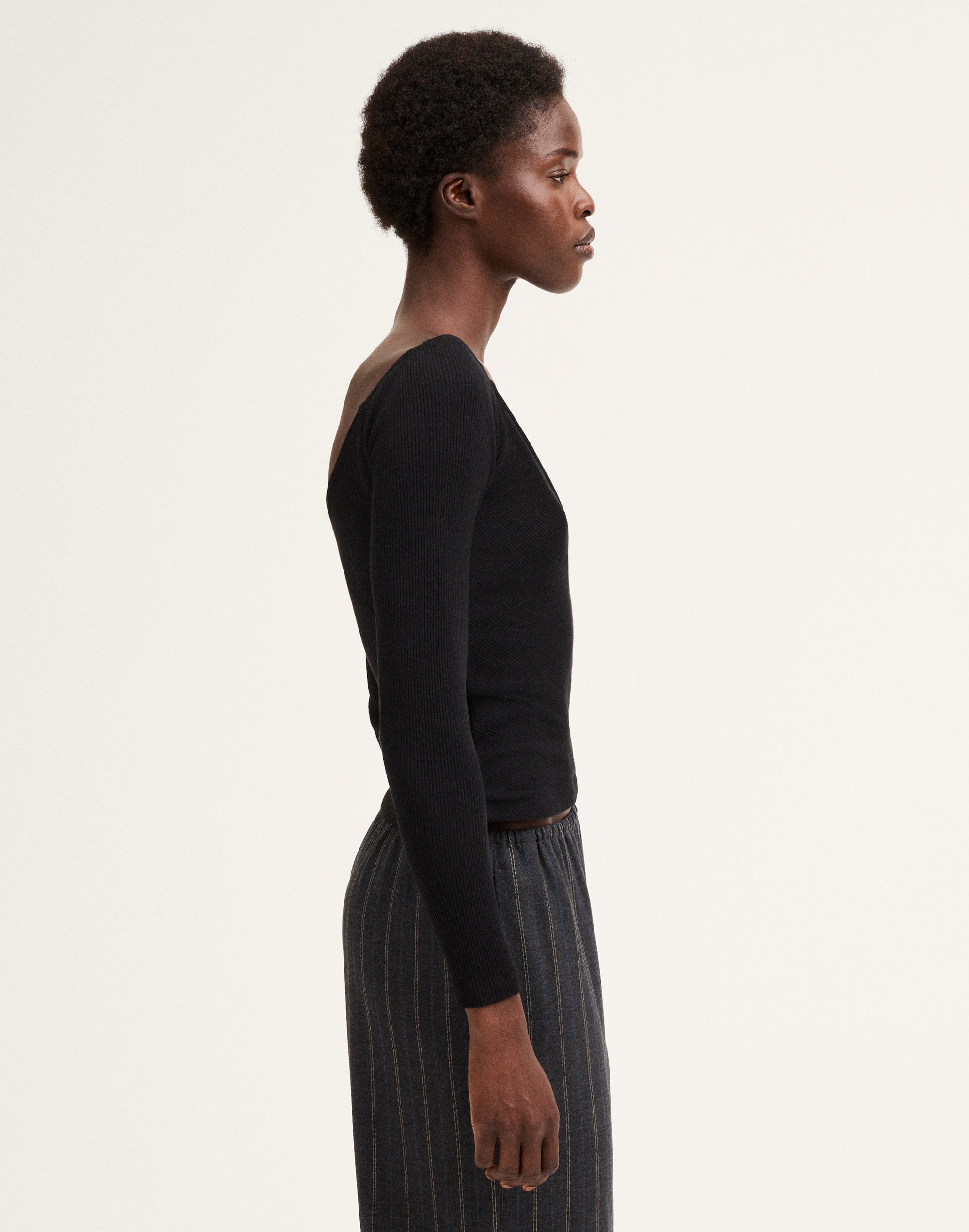 Ribbed Crossover Wrap Top