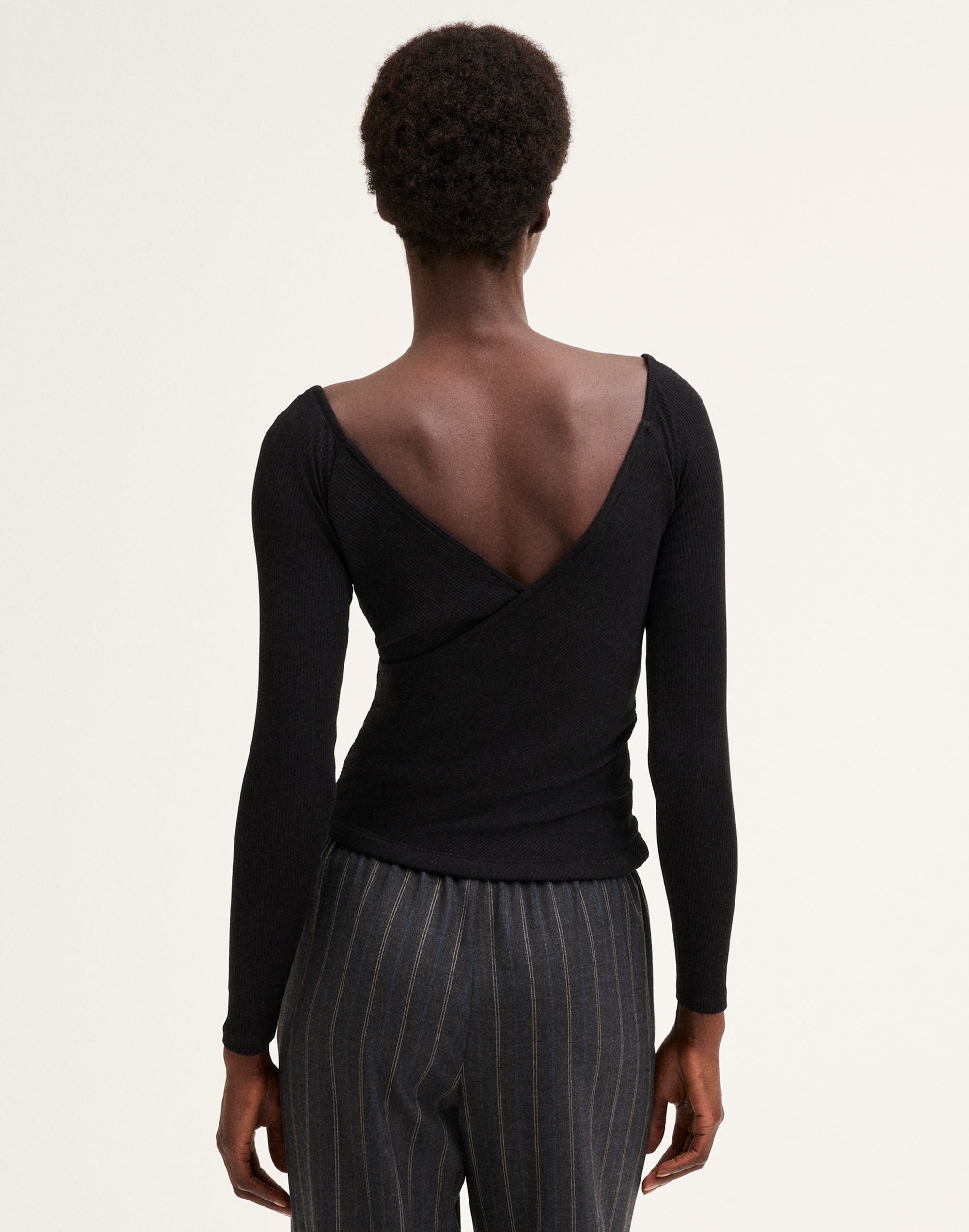 Ribbed Crossover Wrap Top
