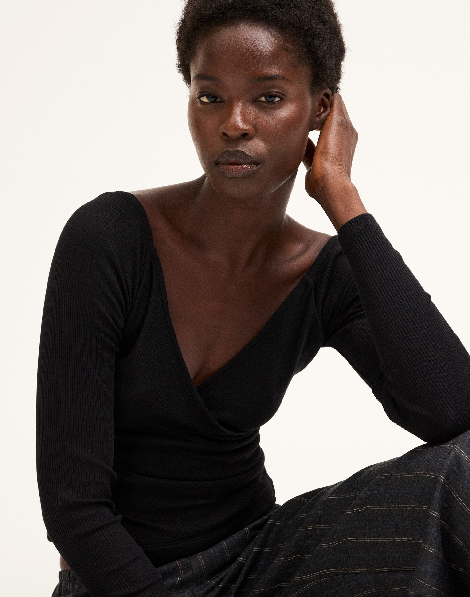 Ribbed Crossover Wrap Top