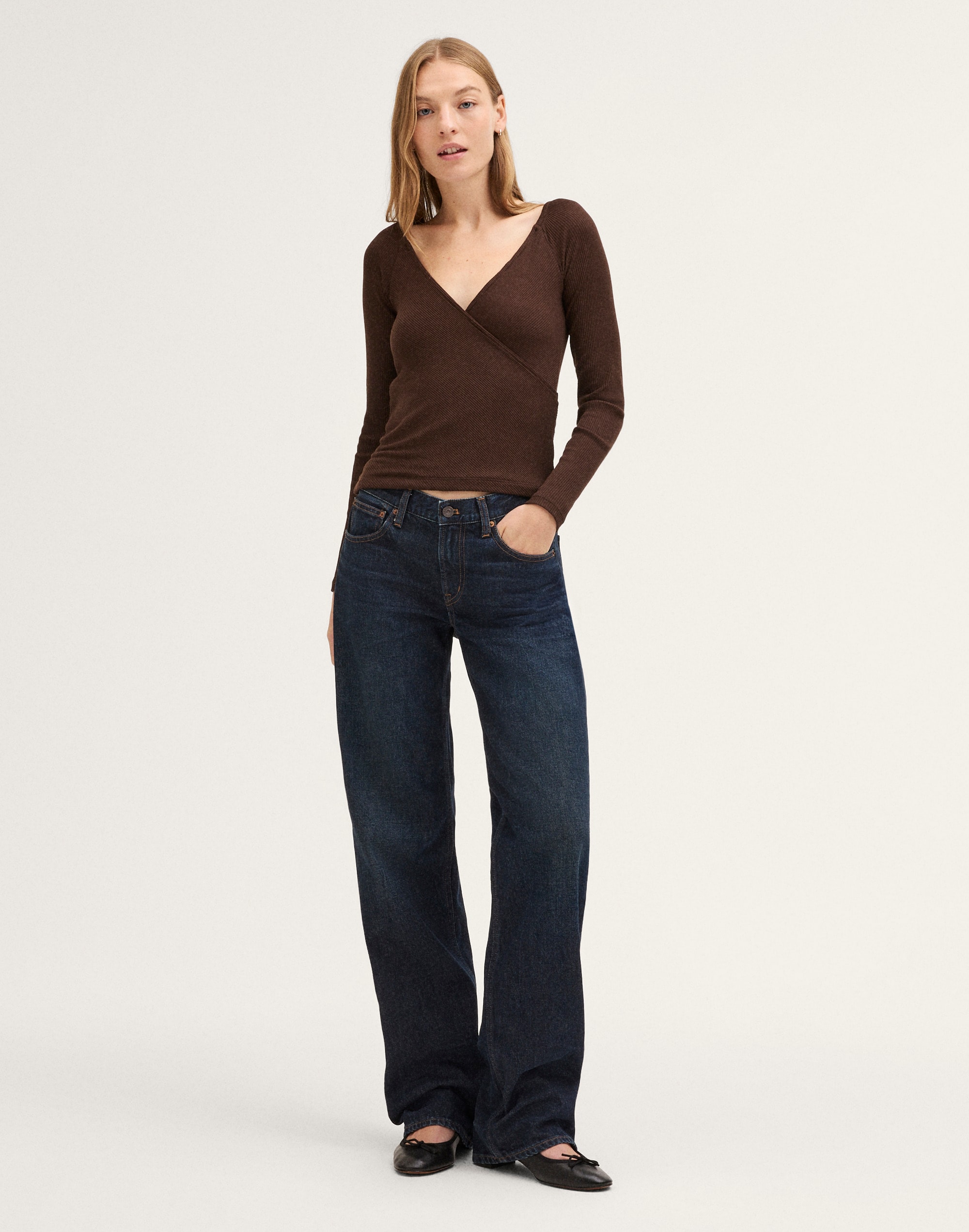 Ribbed Crossover Wrap Top