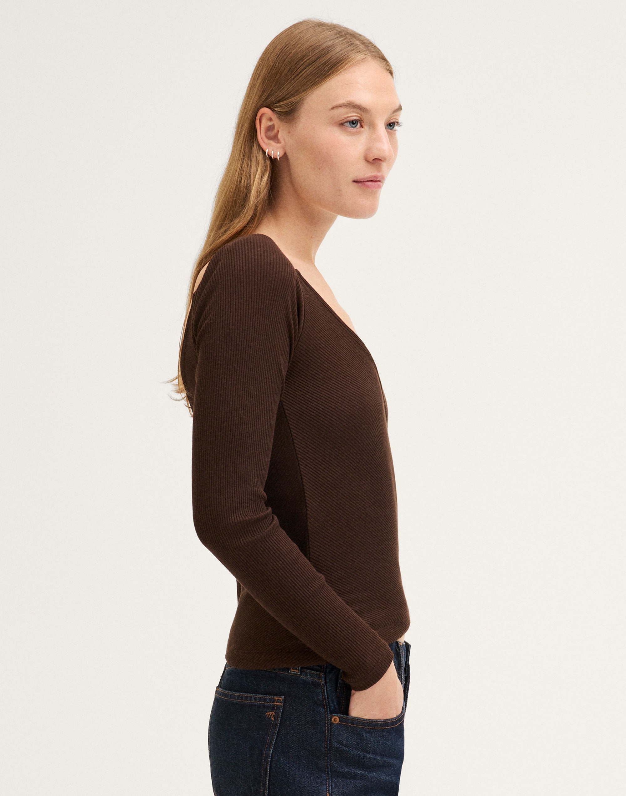 Ribbed Crossover Wrap Top