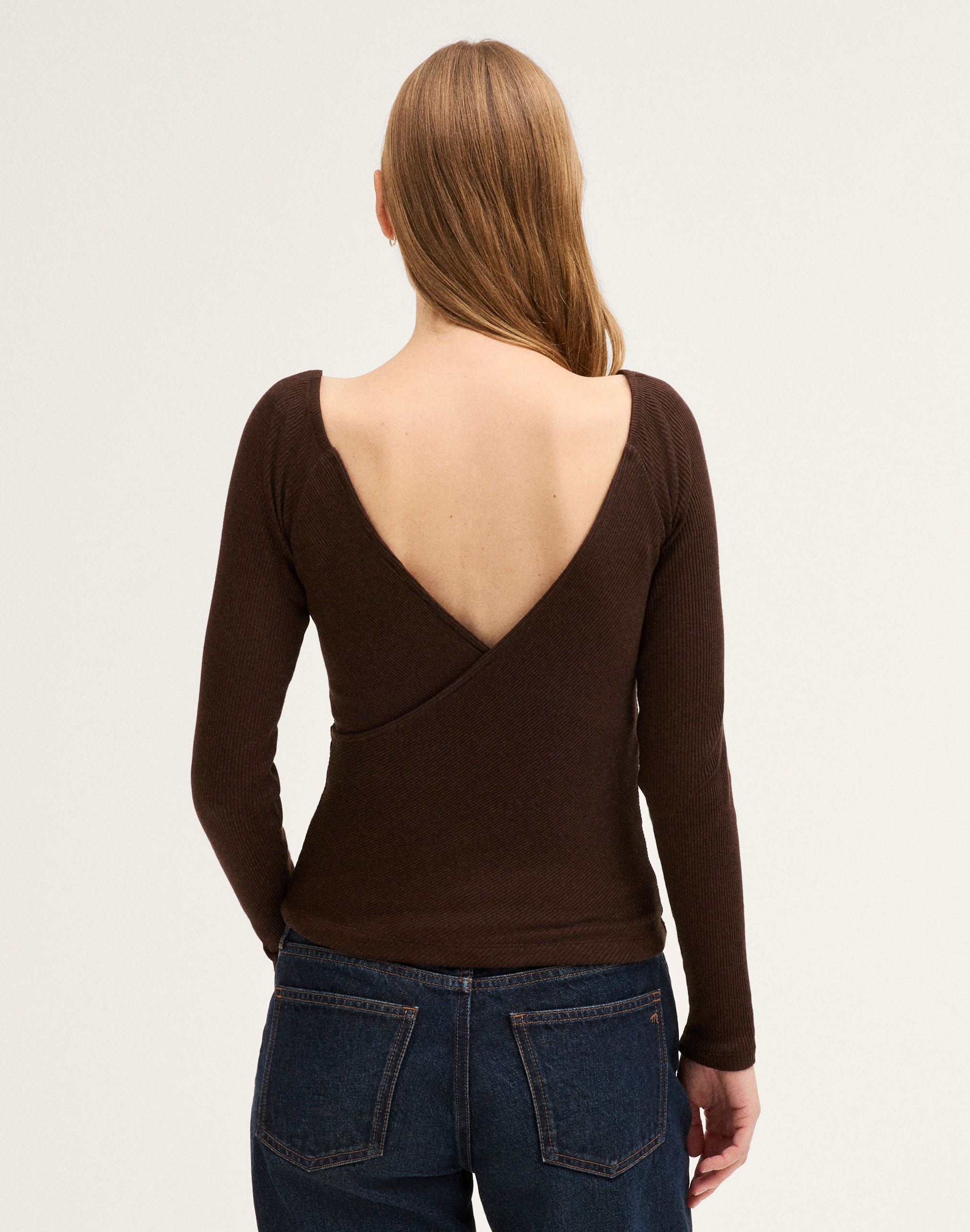 Ribbed Crossover Wrap Top