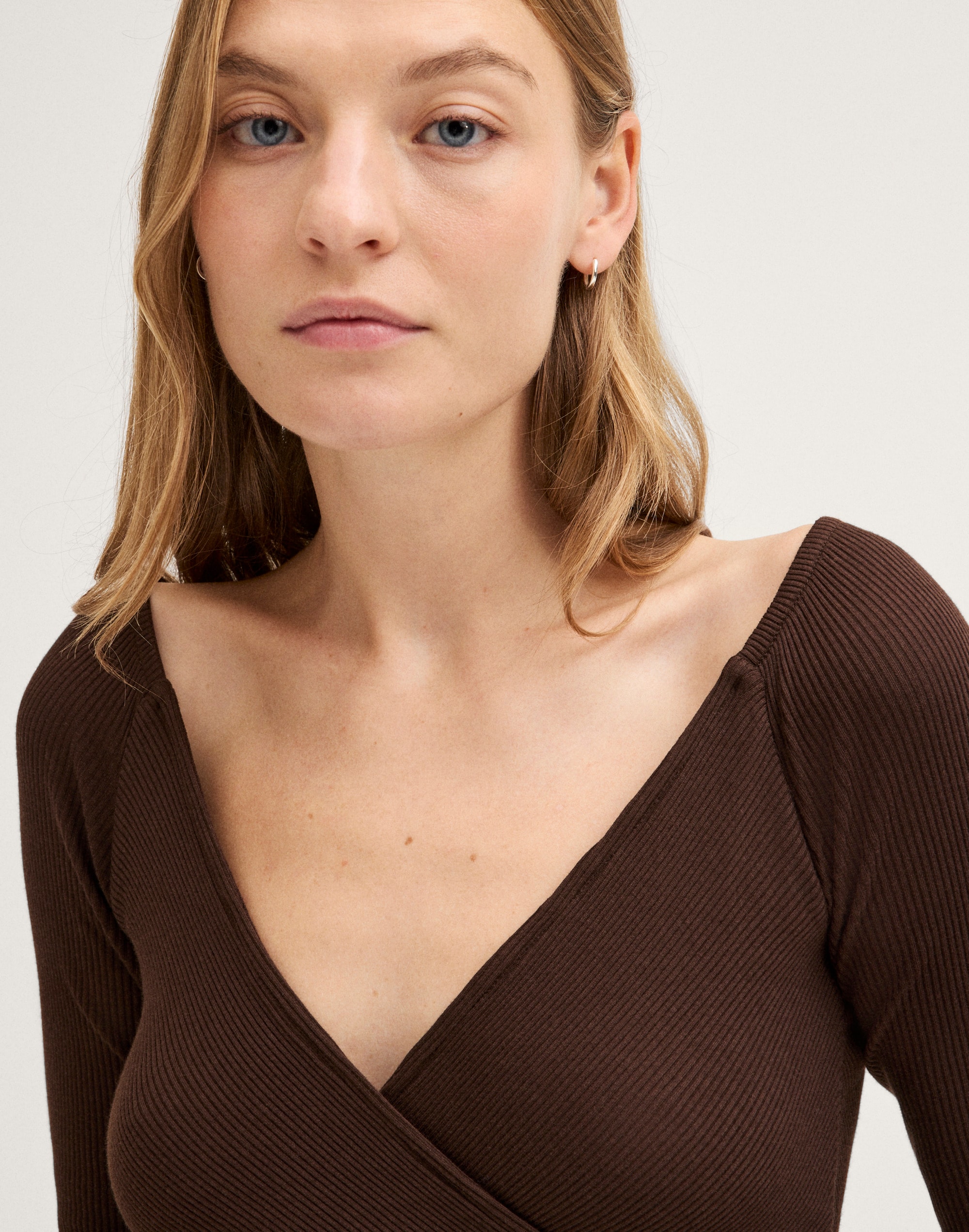 Ribbed Crossover Wrap Top