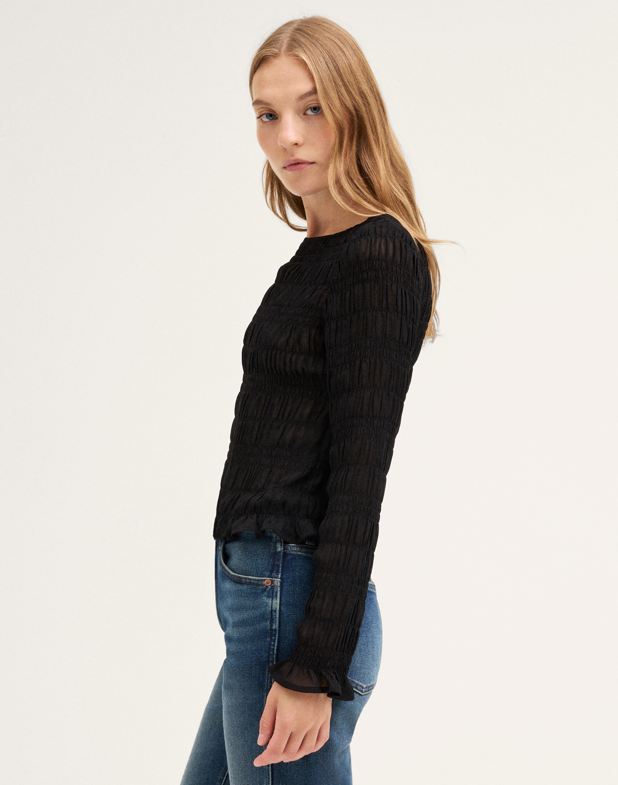 Smocked Boatneck Top