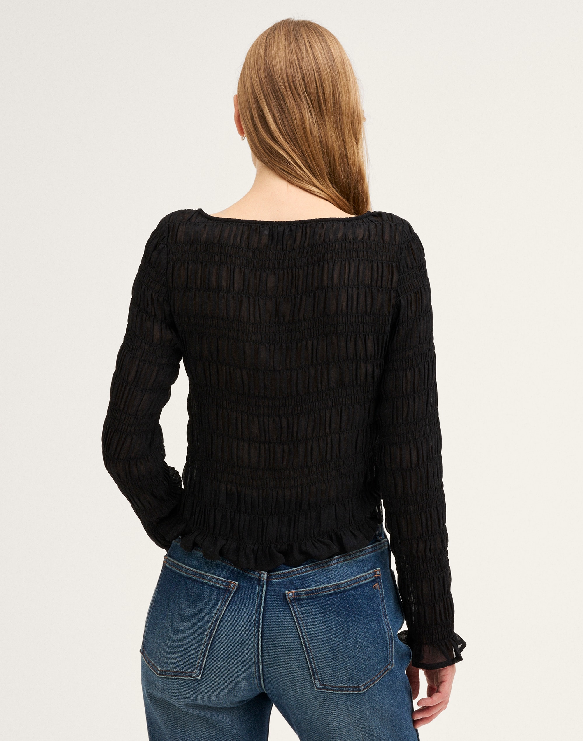 Smocked Boatneck Top