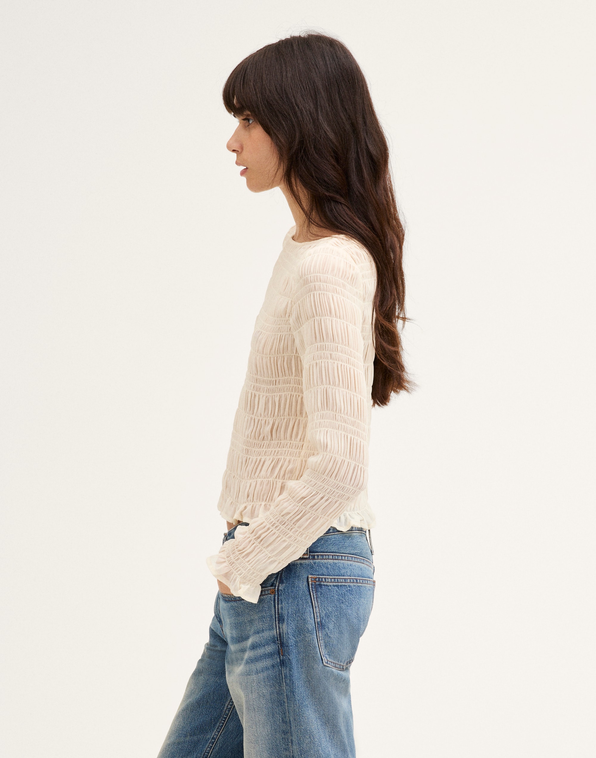 Smocked Boatneck Top