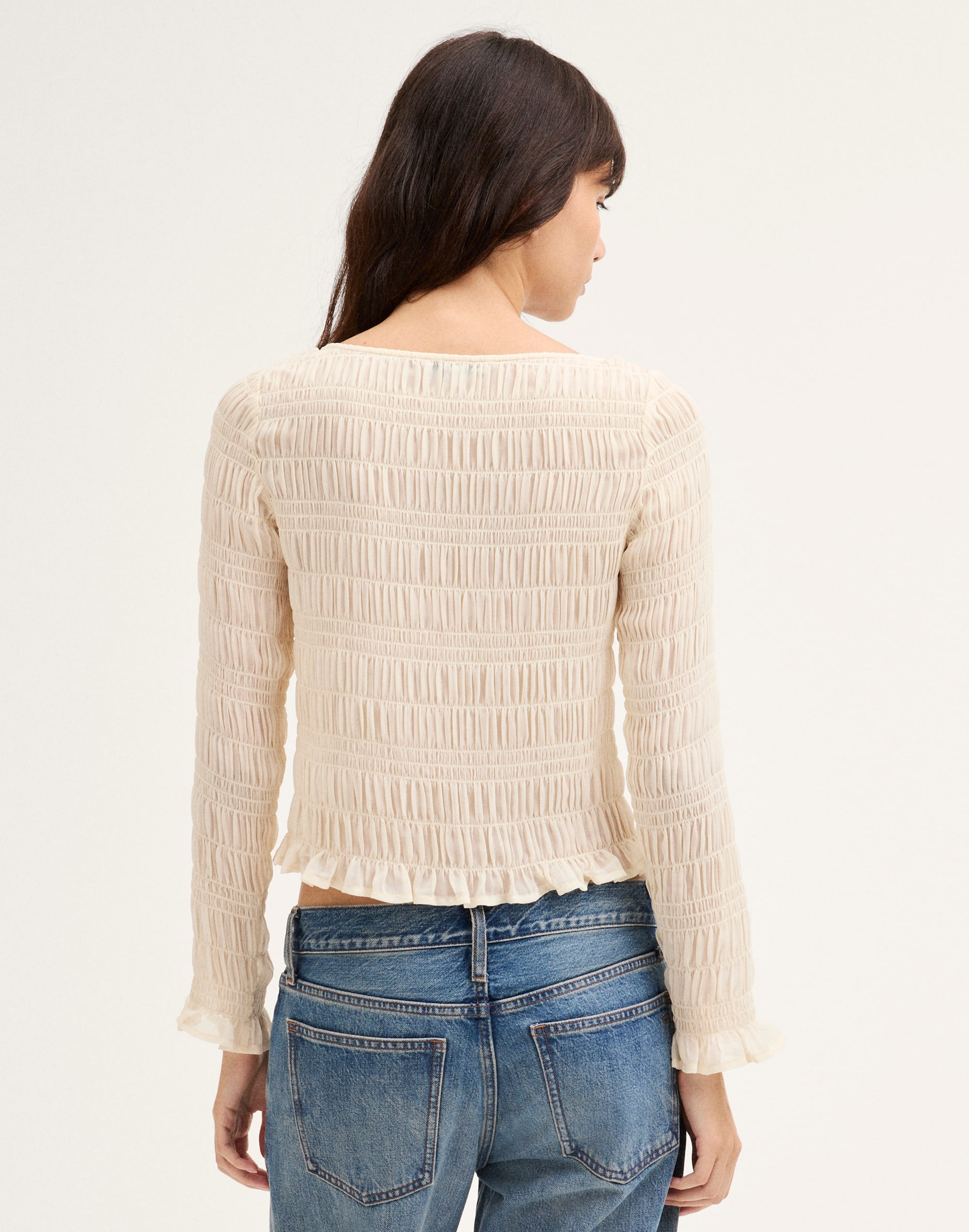 Smocked Boatneck Top