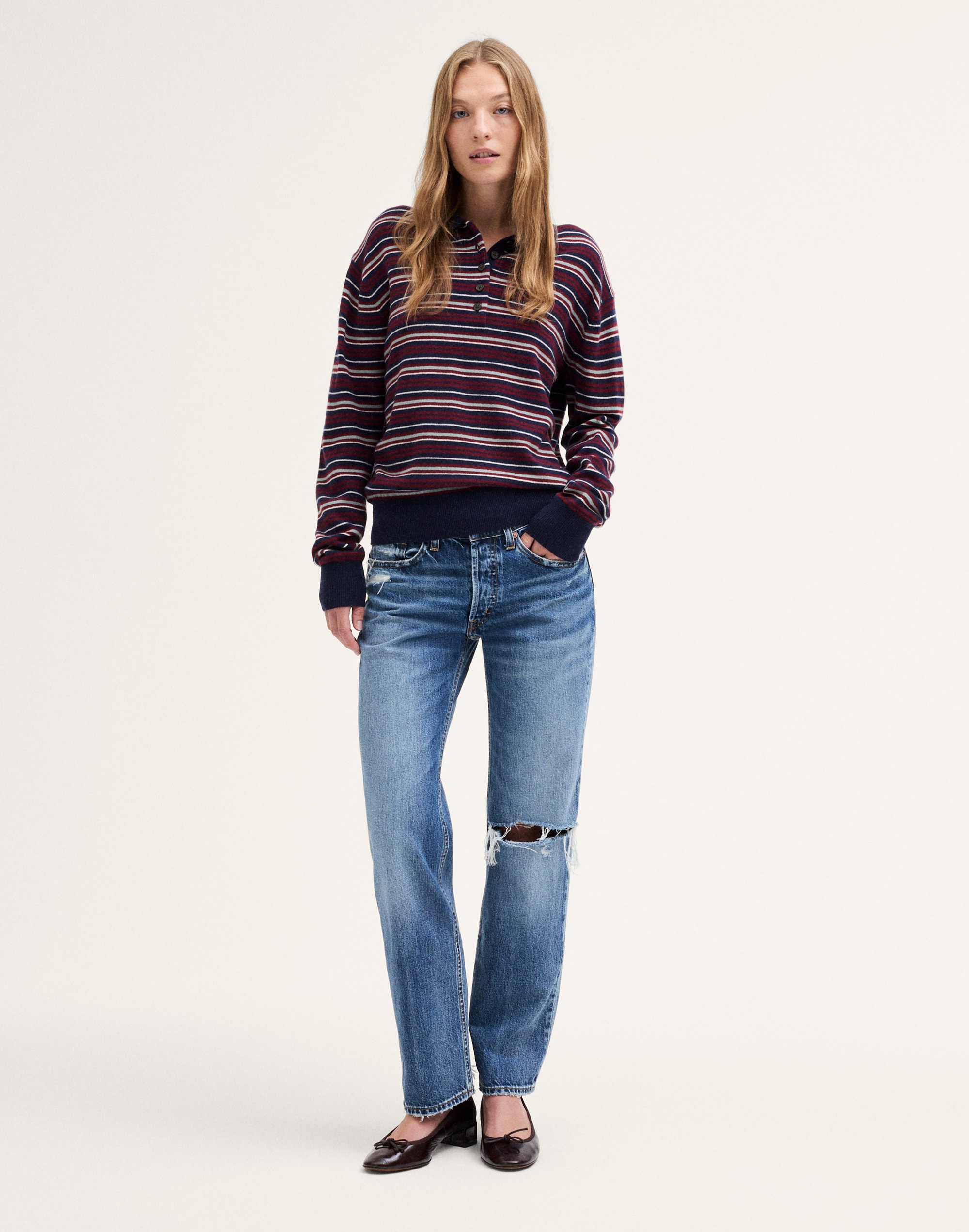 Madewell x NYPL Polo Sweater in 100% SoftWool