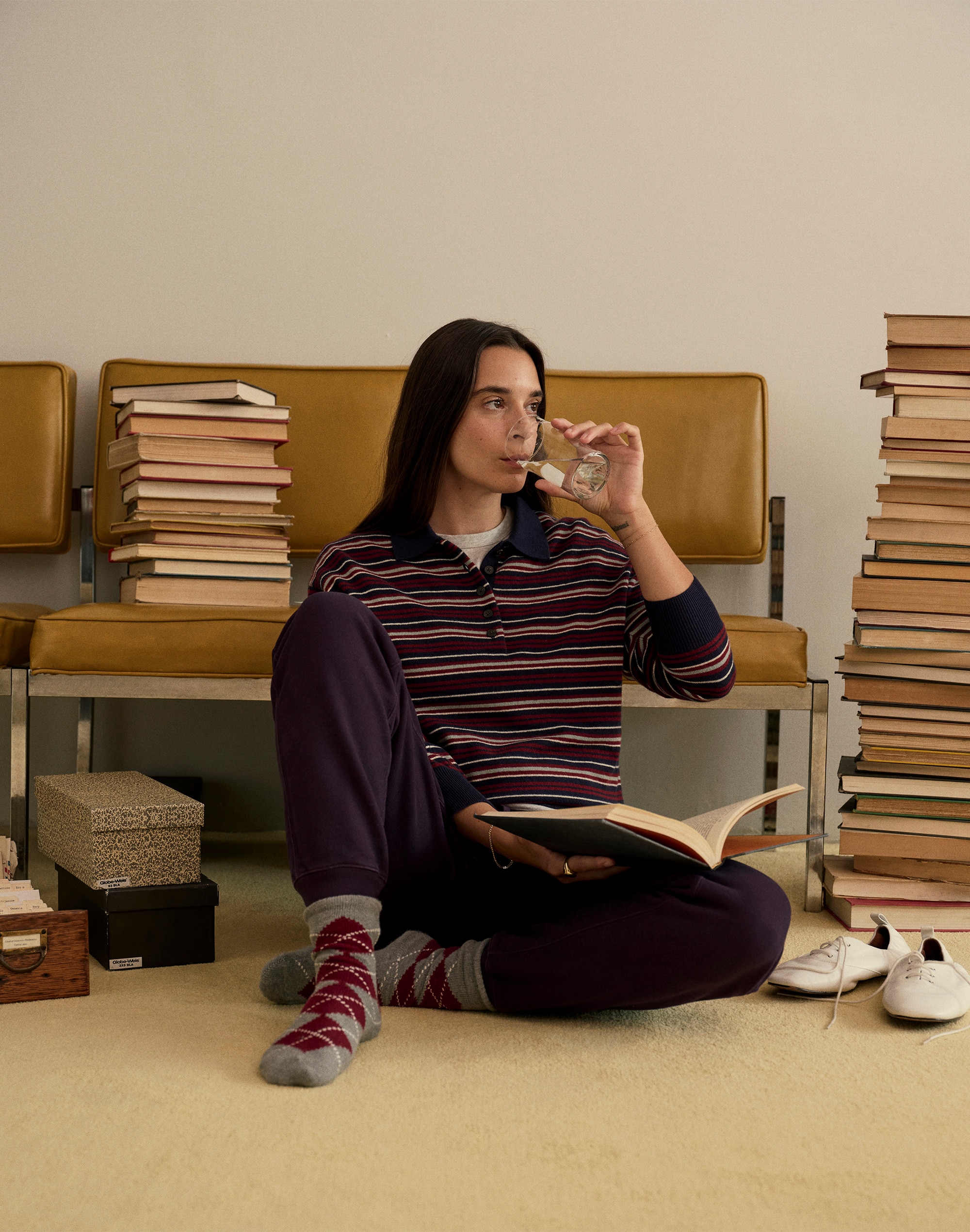 Madewell x NYPL Polo Sweater in 100% SoftWool