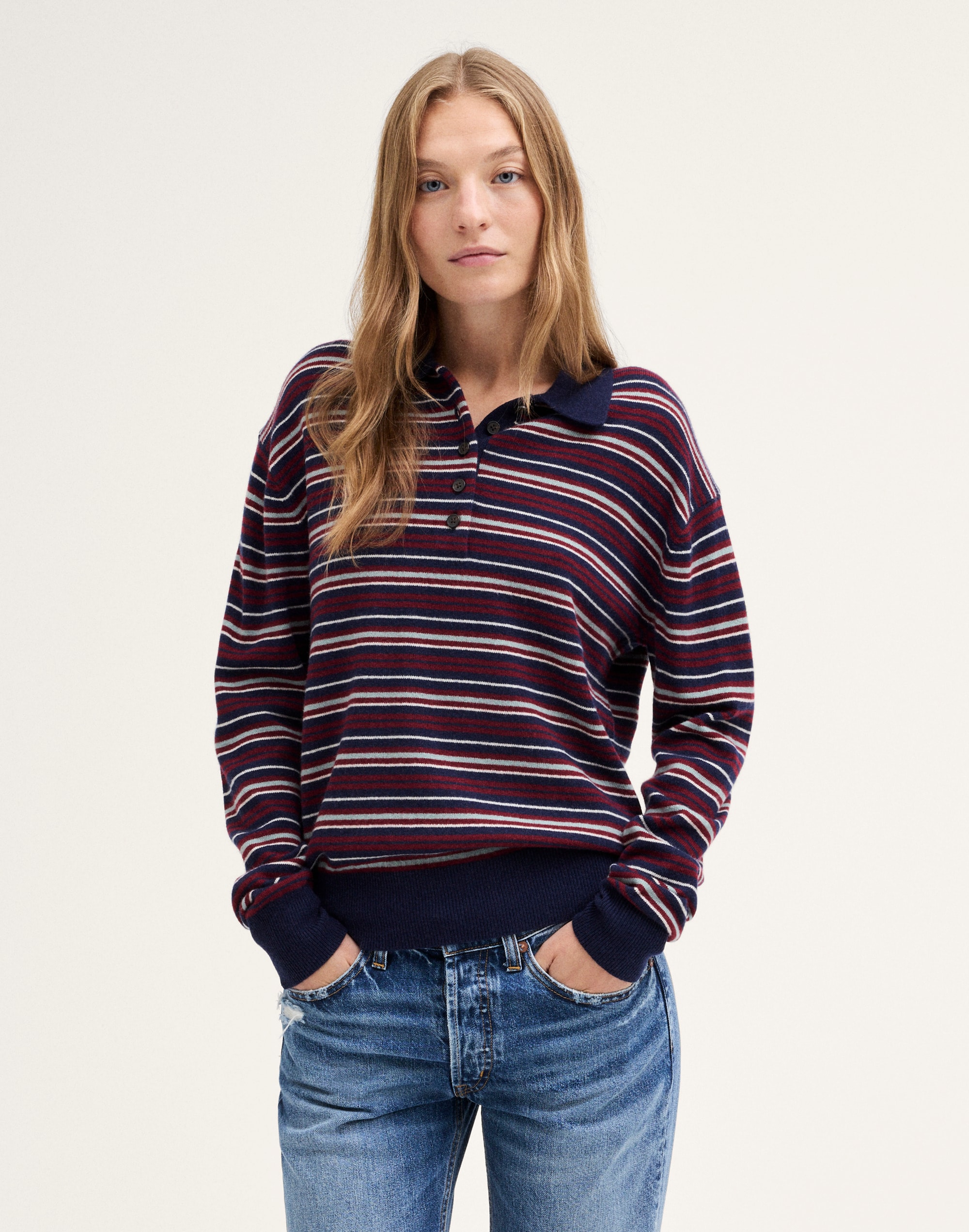 Madewell x NYPL Polo Sweater in 100% SoftWool