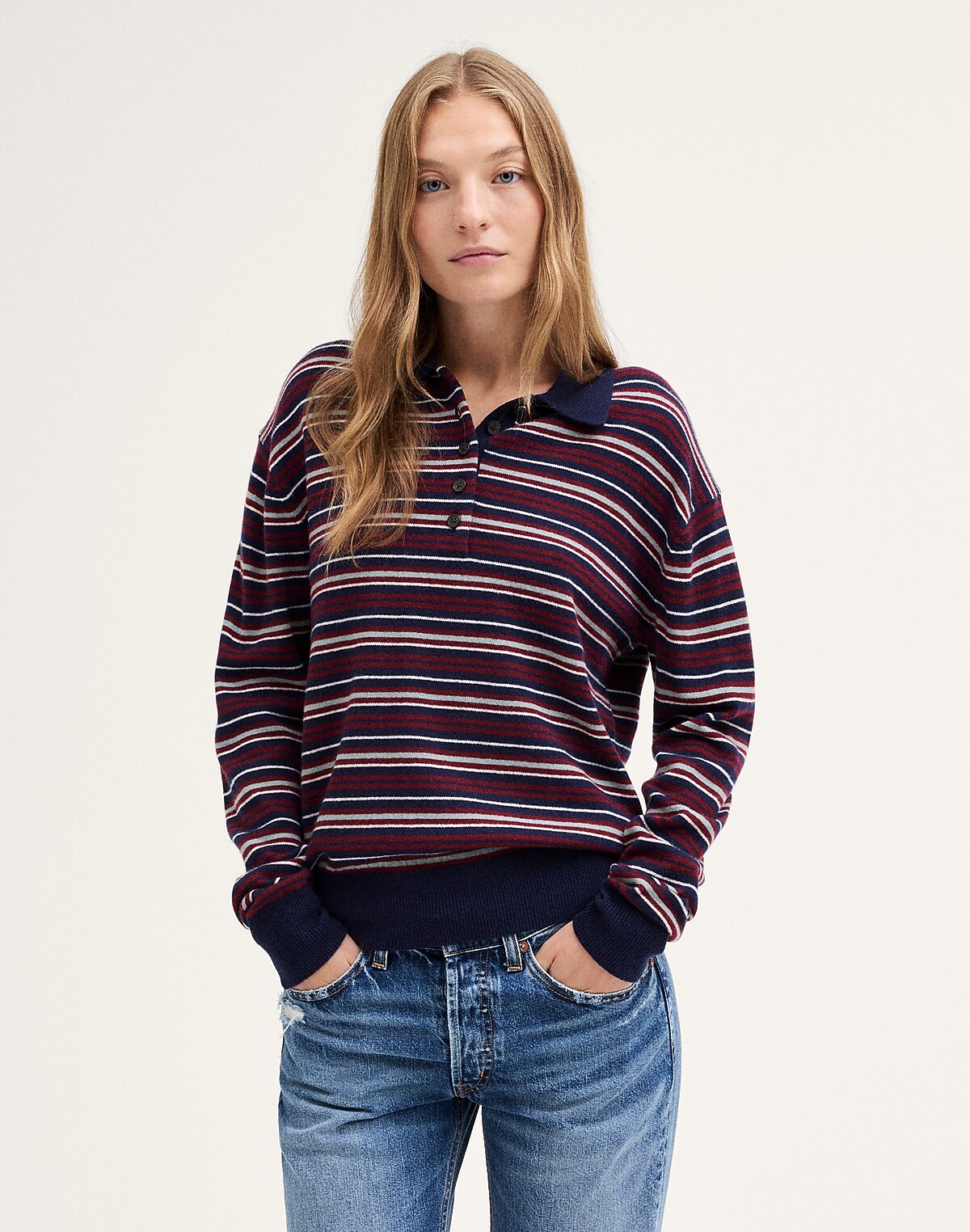 Madewell x NYPL Polo Sweater in 100% SoftWool