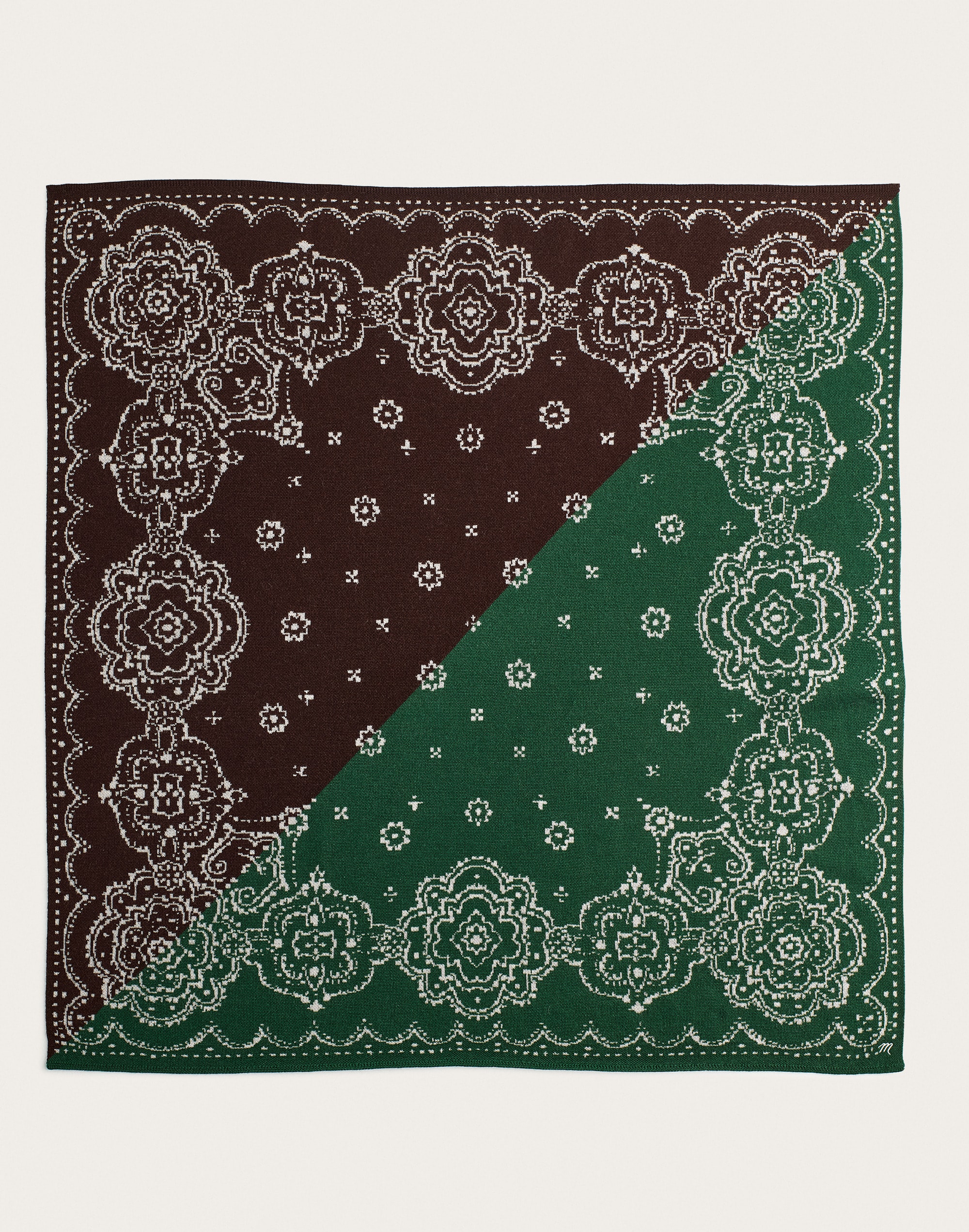 Oversized Jacquard-Knit Bandana in 100% Wool