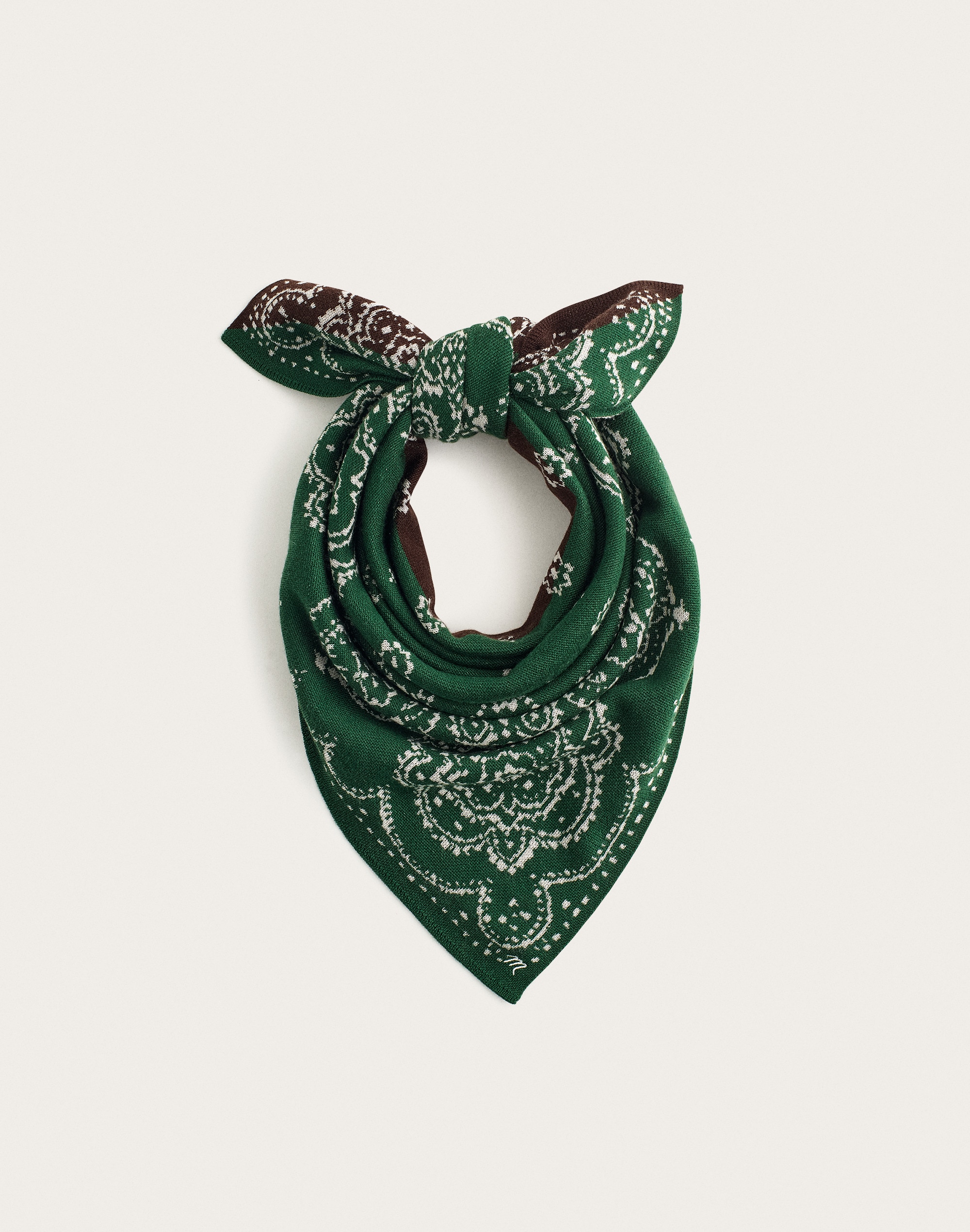 Oversized Jacquard-Knit Bandana in 100% Wool
