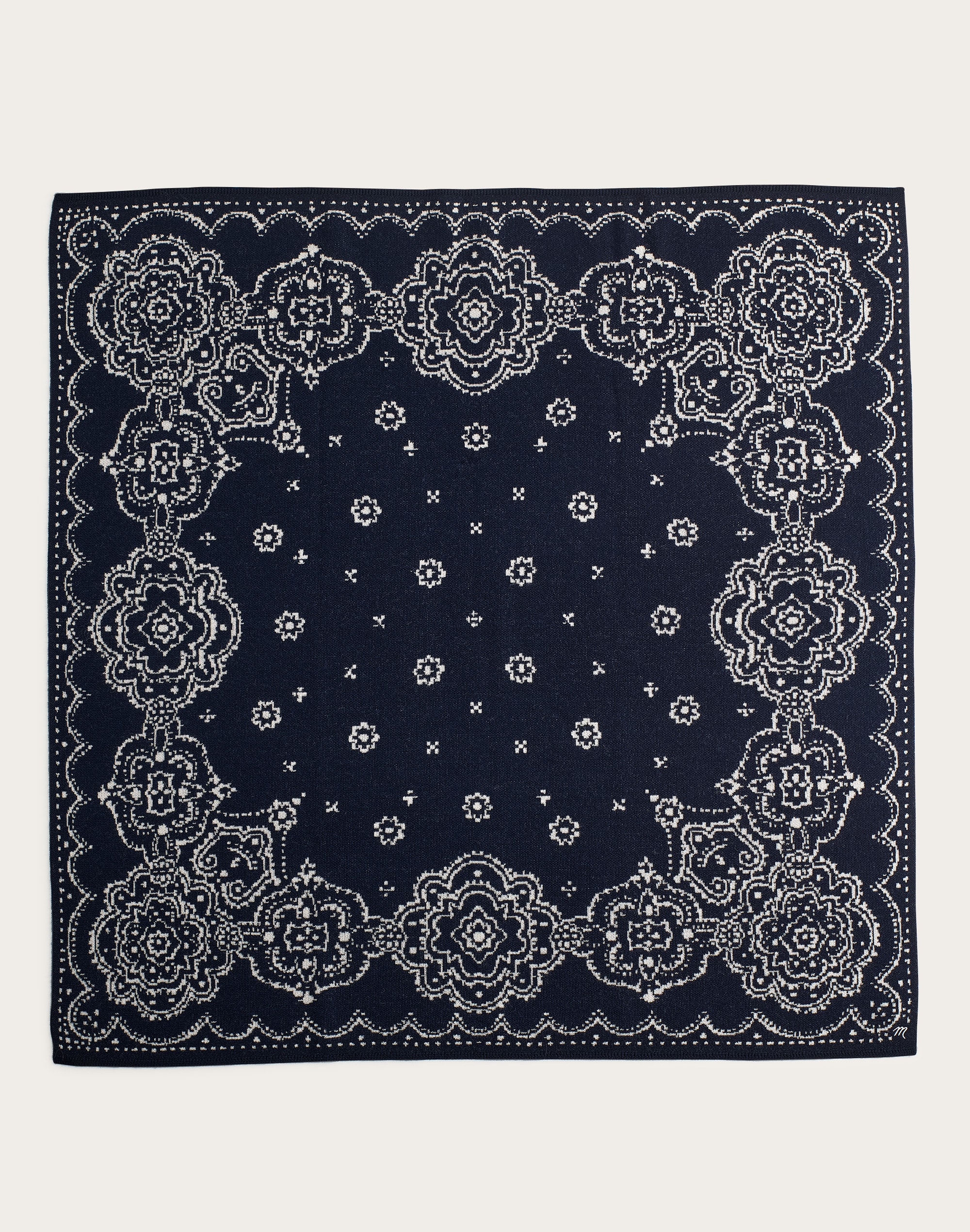 Oversized Jacquard-Knit Bandana in 100% Wool