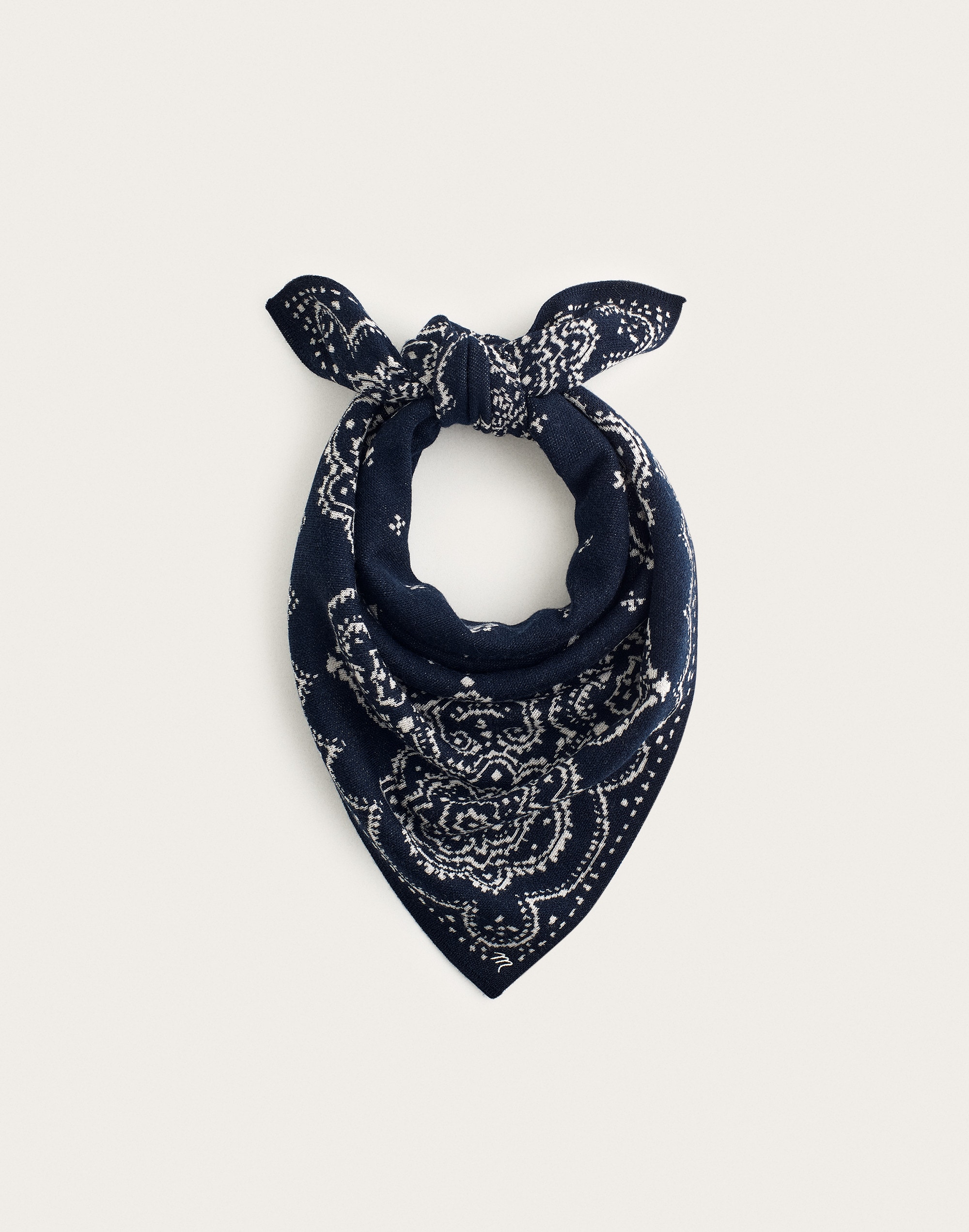 Oversized Jacquard-Knit Bandana in 100% Wool