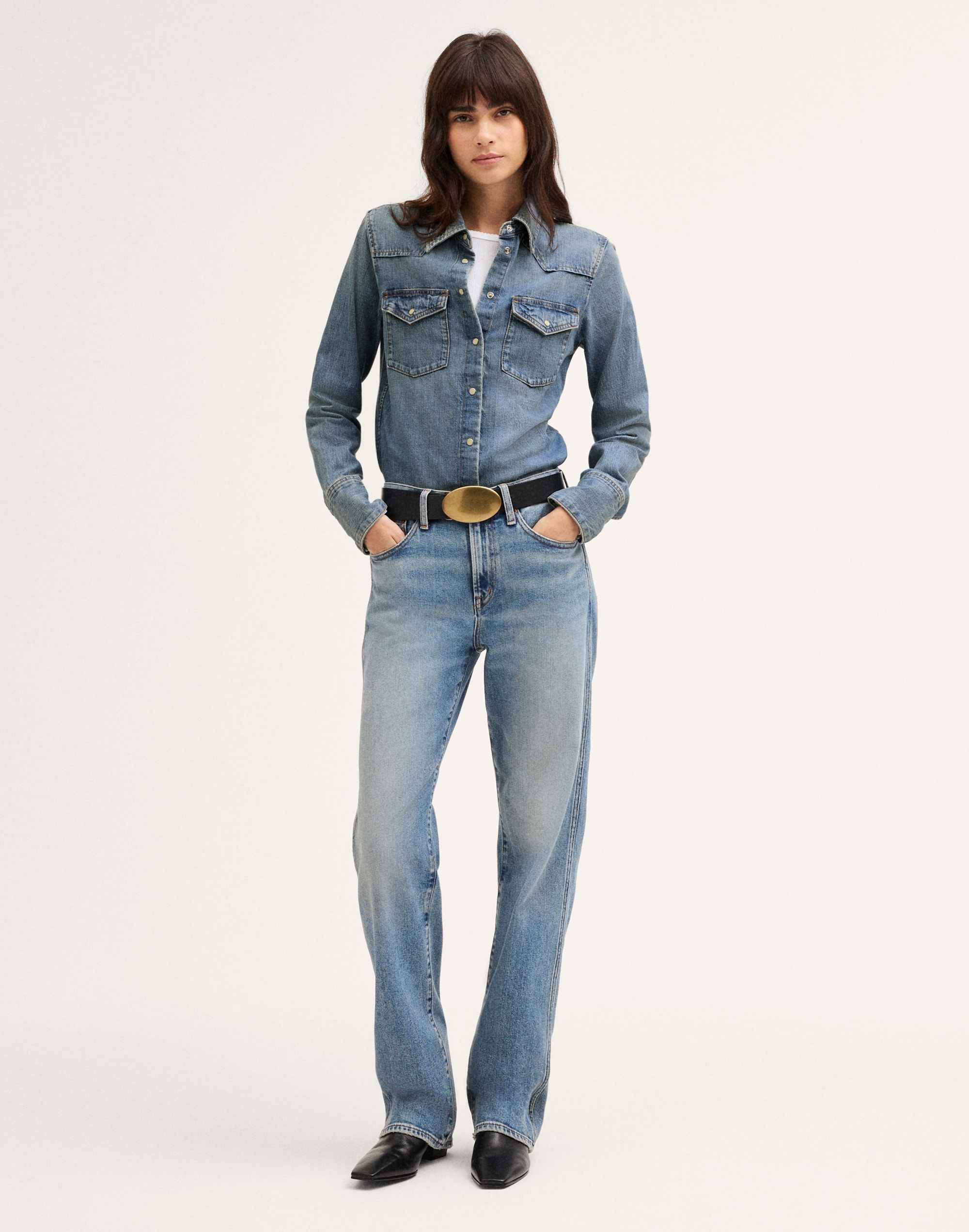 Shrunken Denim Western Shirt