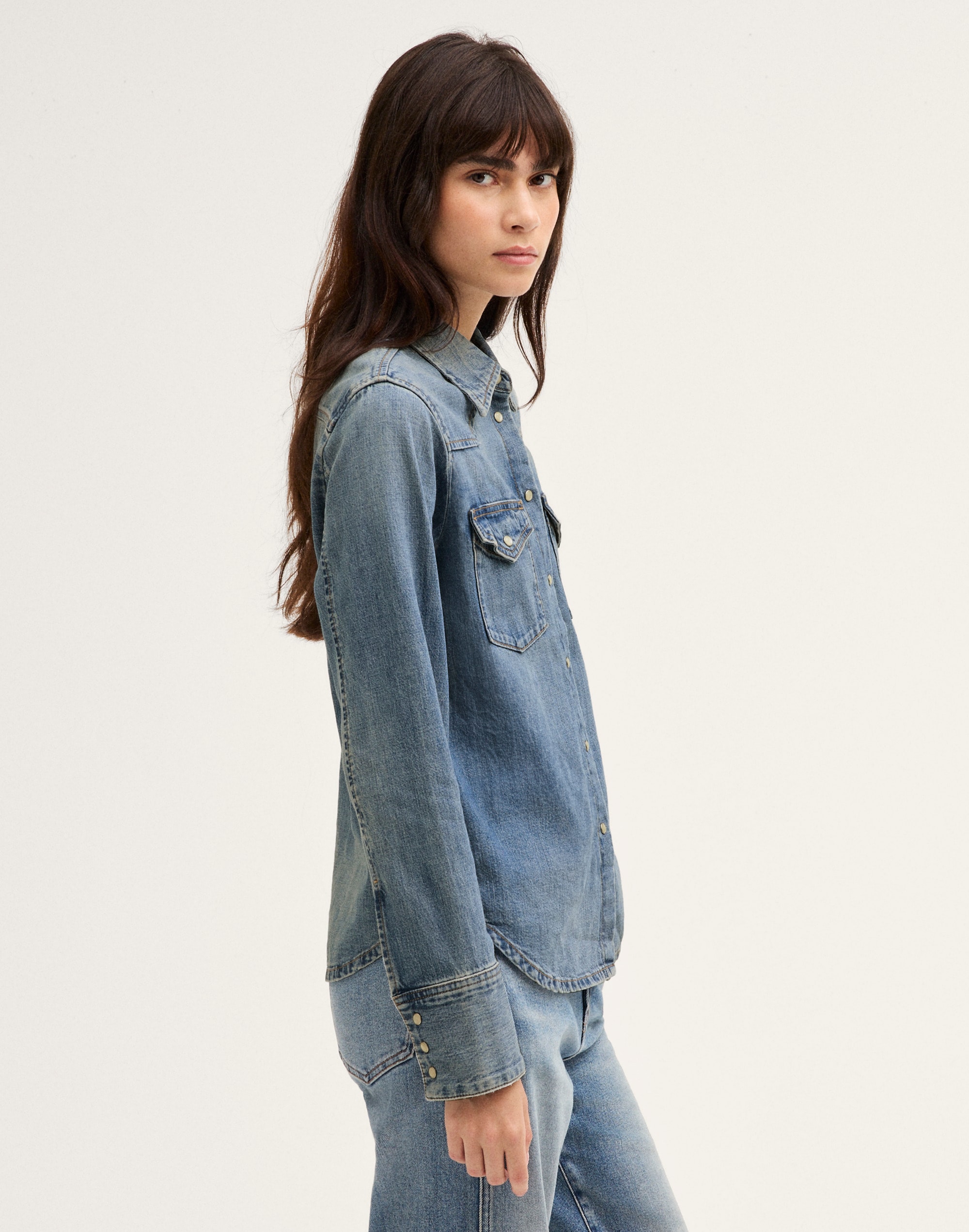 Shrunken Denim Western Shirt