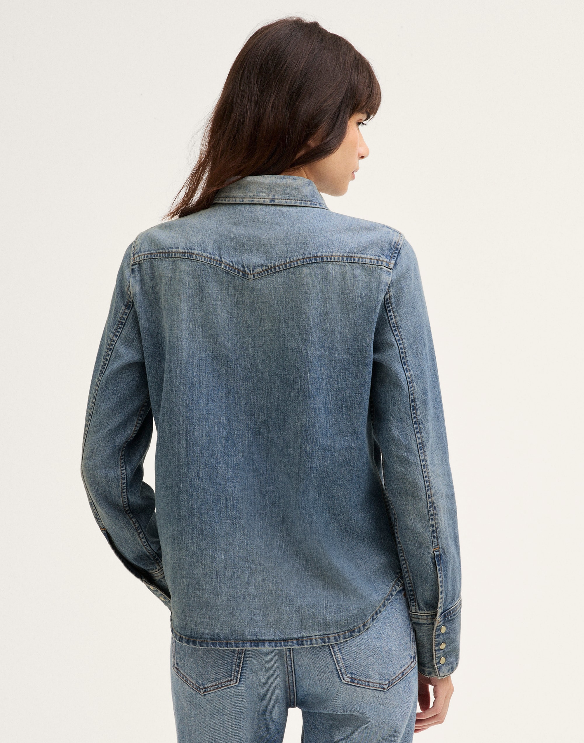 Shrunken Denim Western Shirt