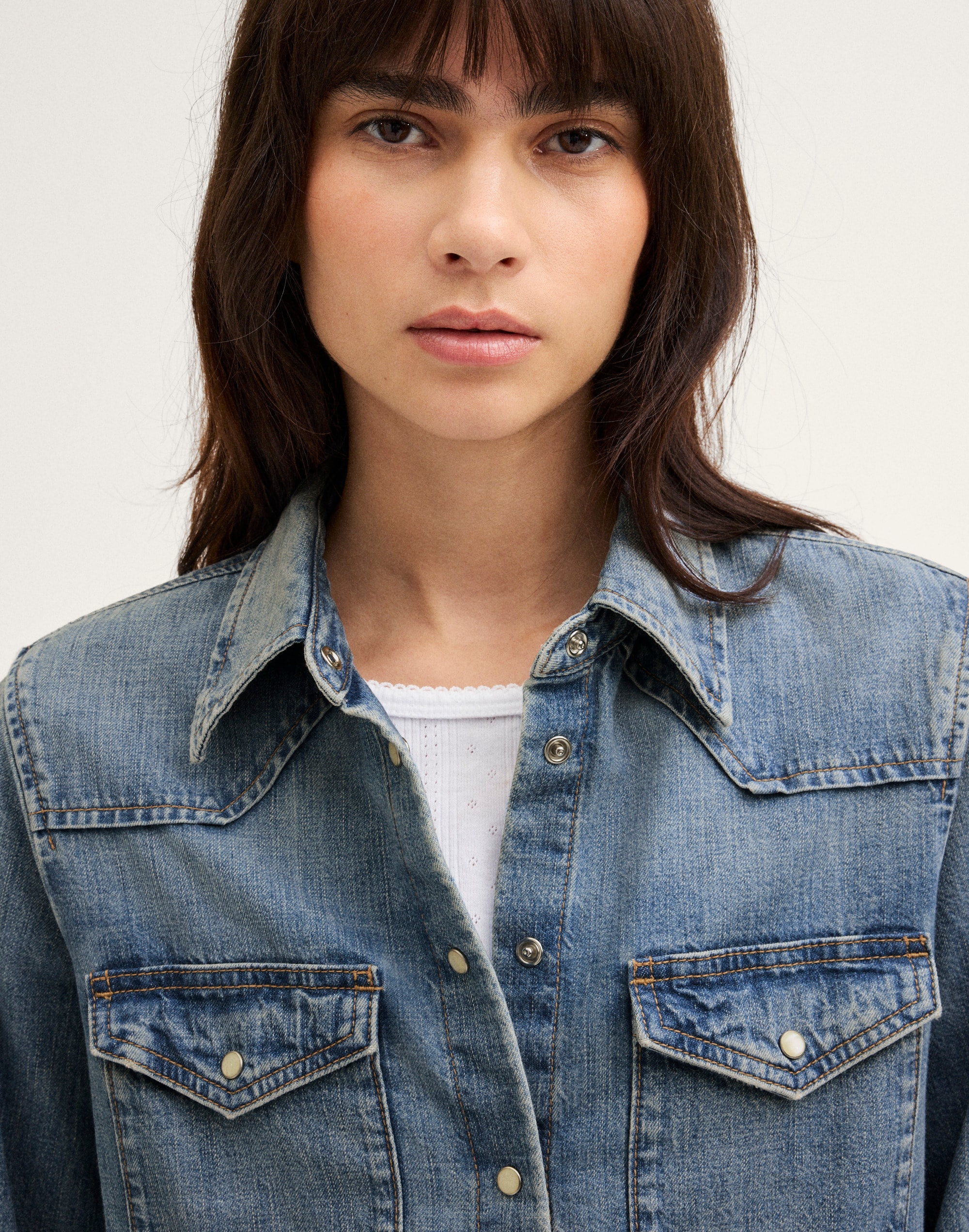 Shrunken Denim Western Shirt