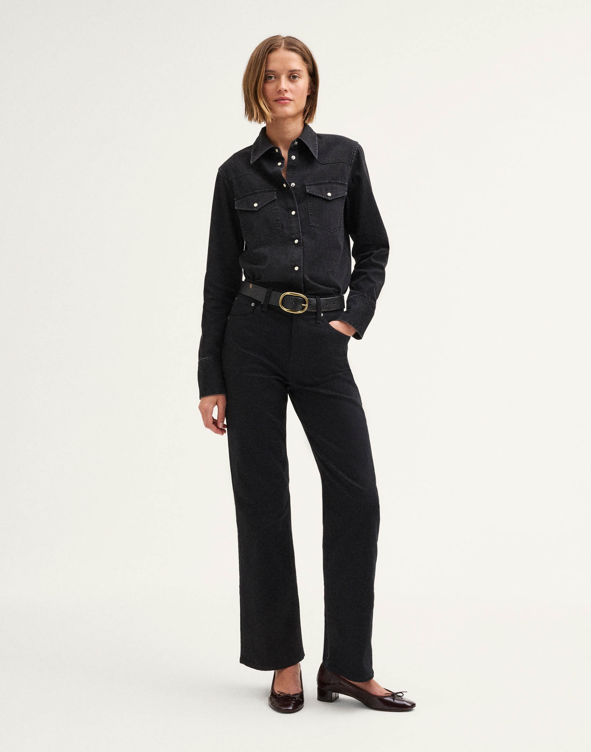 Shrunken Denim Western Shirt