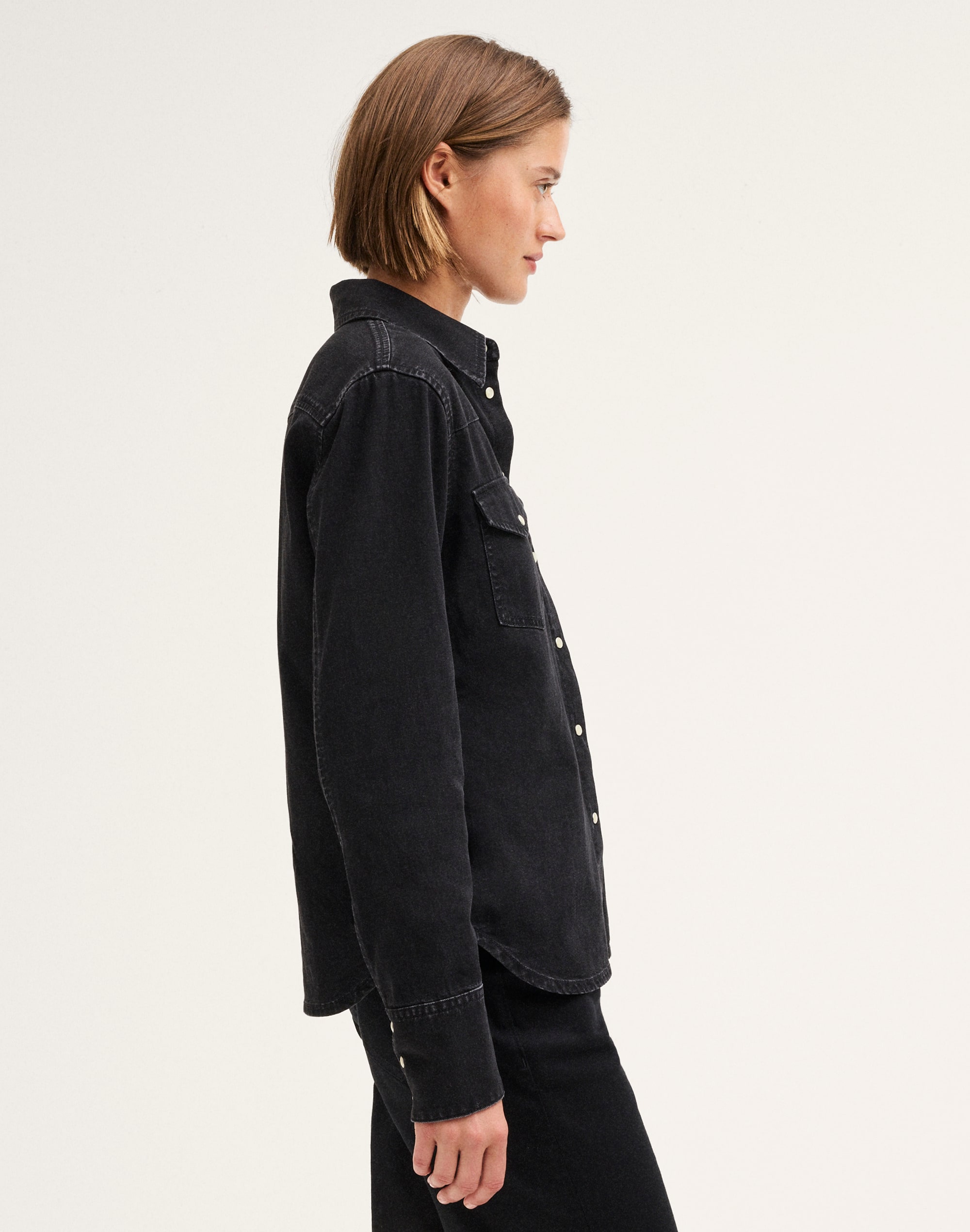 Shrunken Denim Western Shirt