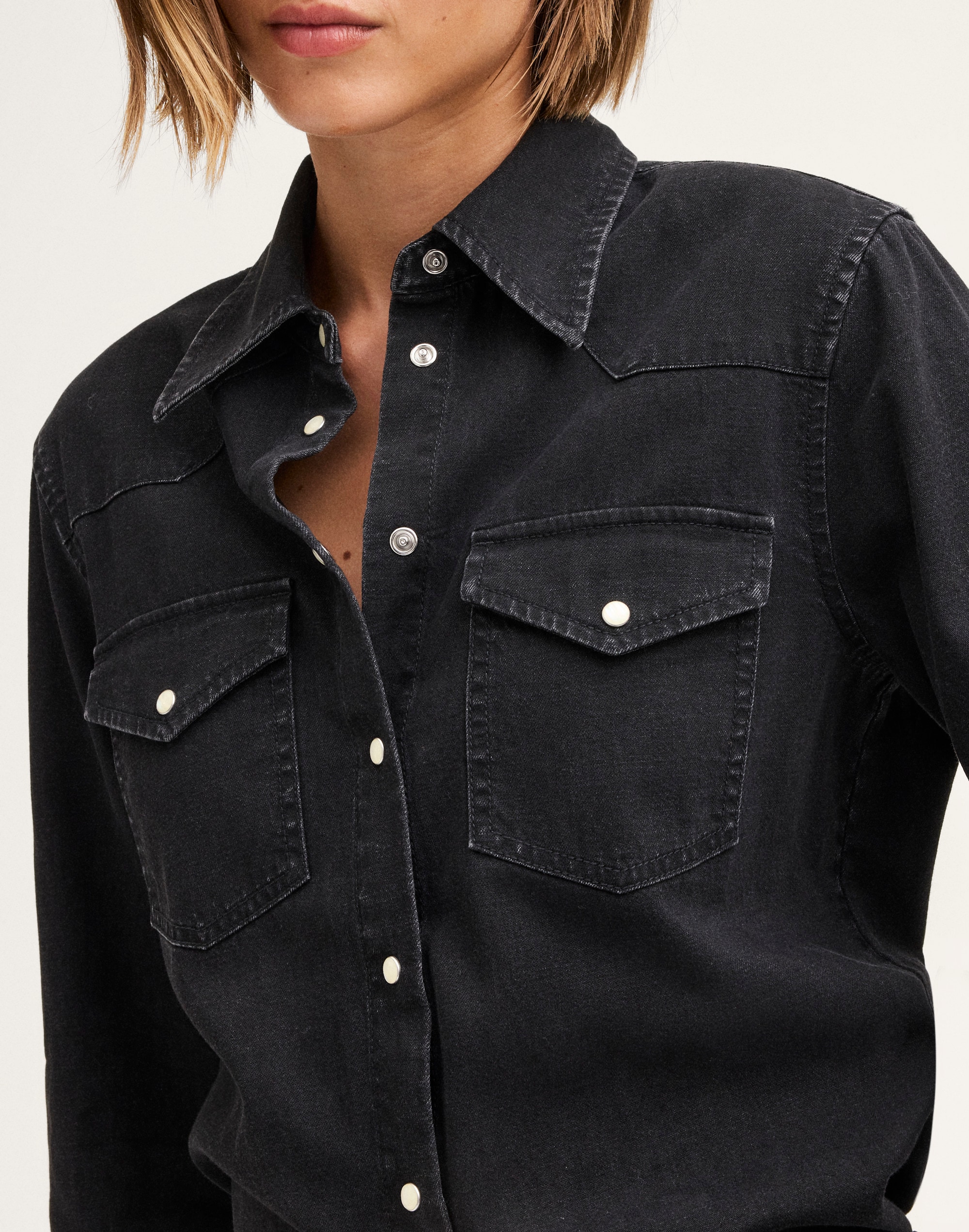 Shrunken Denim Western Shirt
