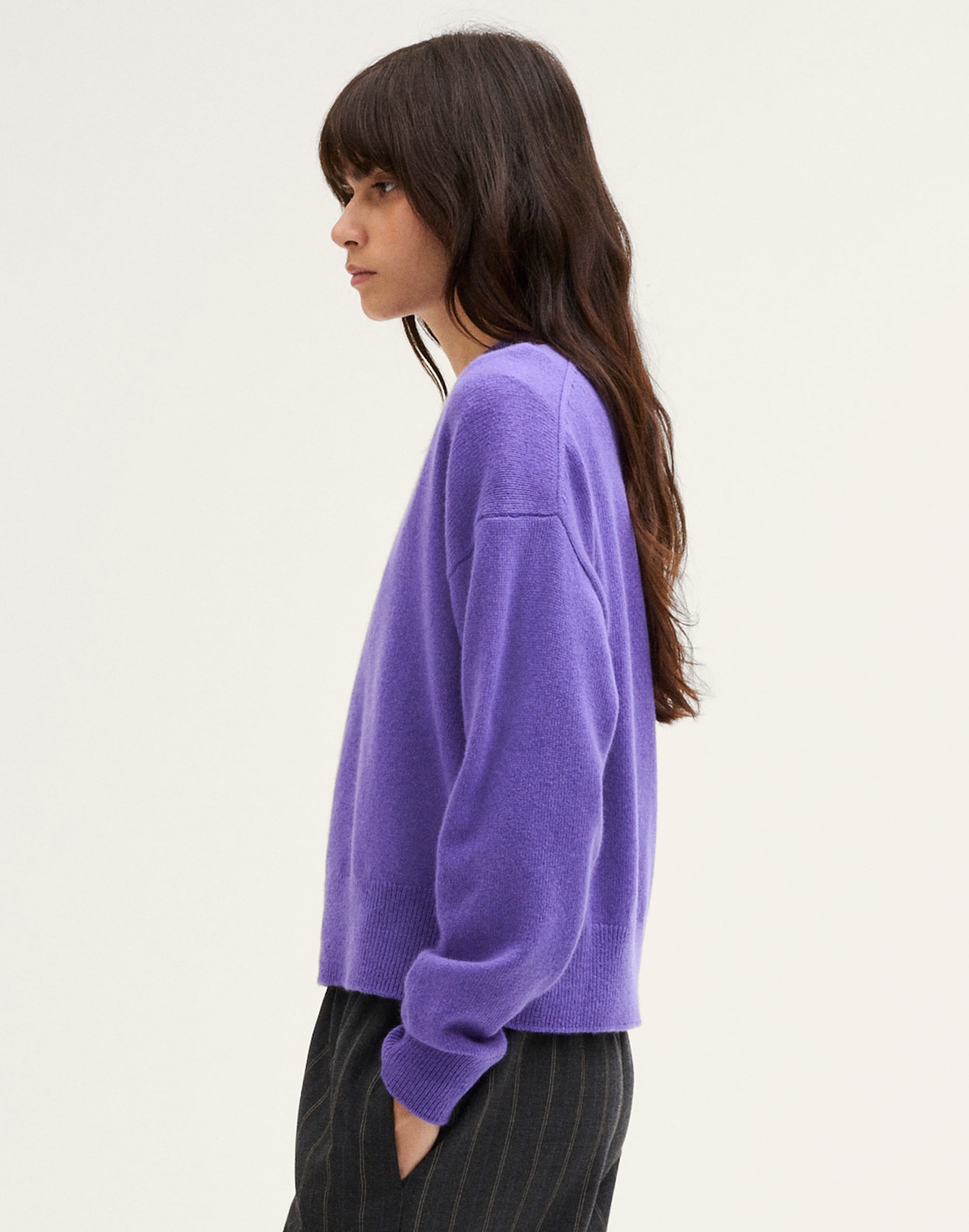 High V-Neck Sweater in Wool Blend