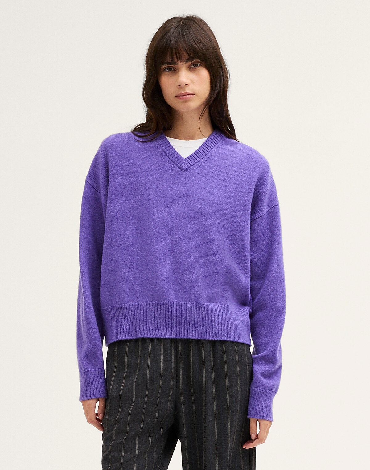 High V-Neck Sweater in Wool Blend