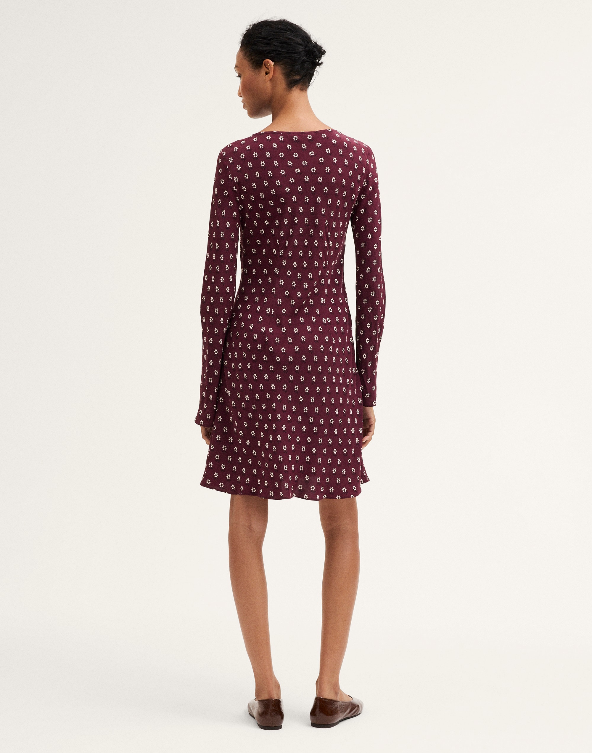 Long-Sleeve Boatneck Mini Dress