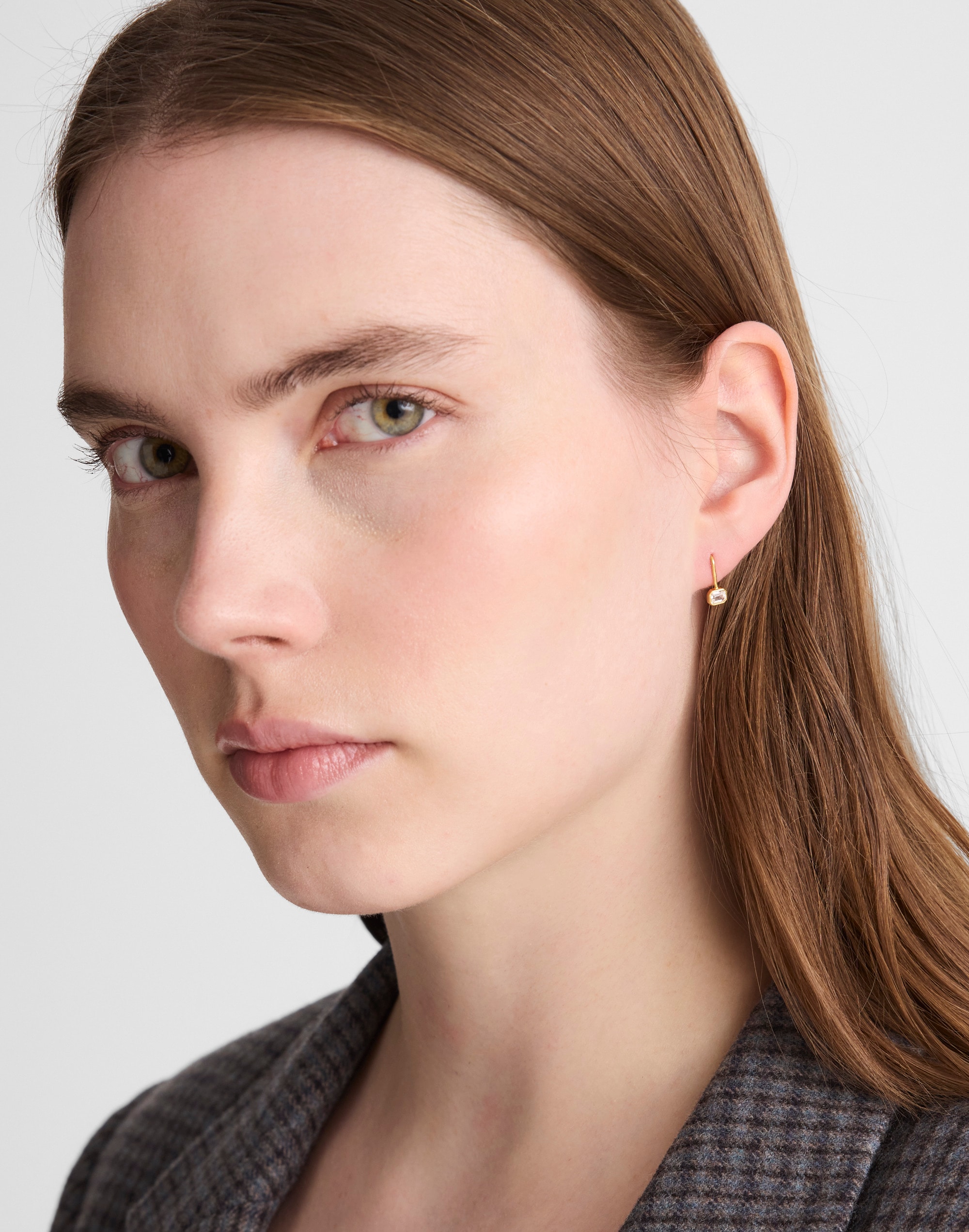 Demi-Fine Emerald-Cut Bezel Small Drop Earrings