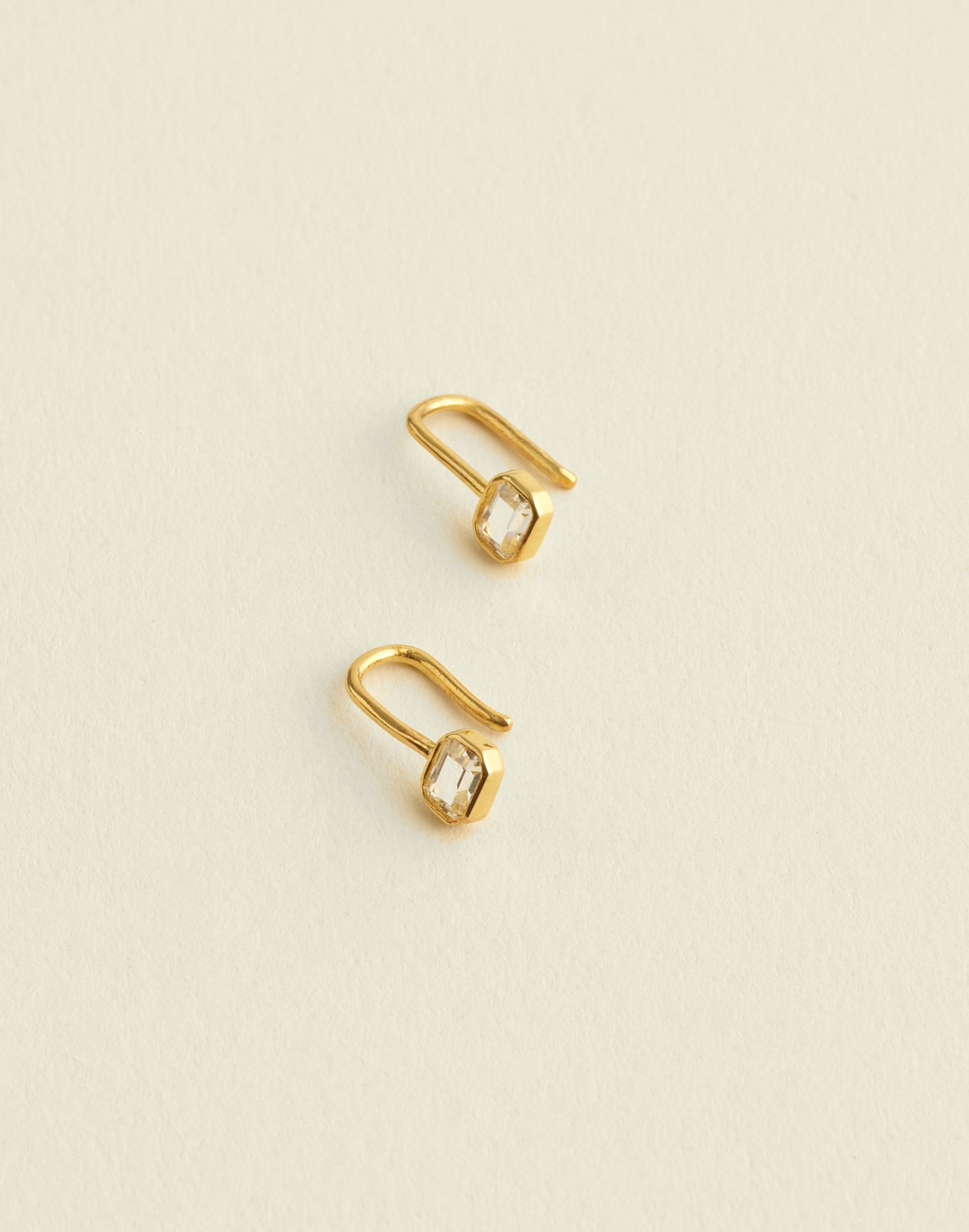 Demi-Fine Emerald-Cut Bezel Small Drop Earrings