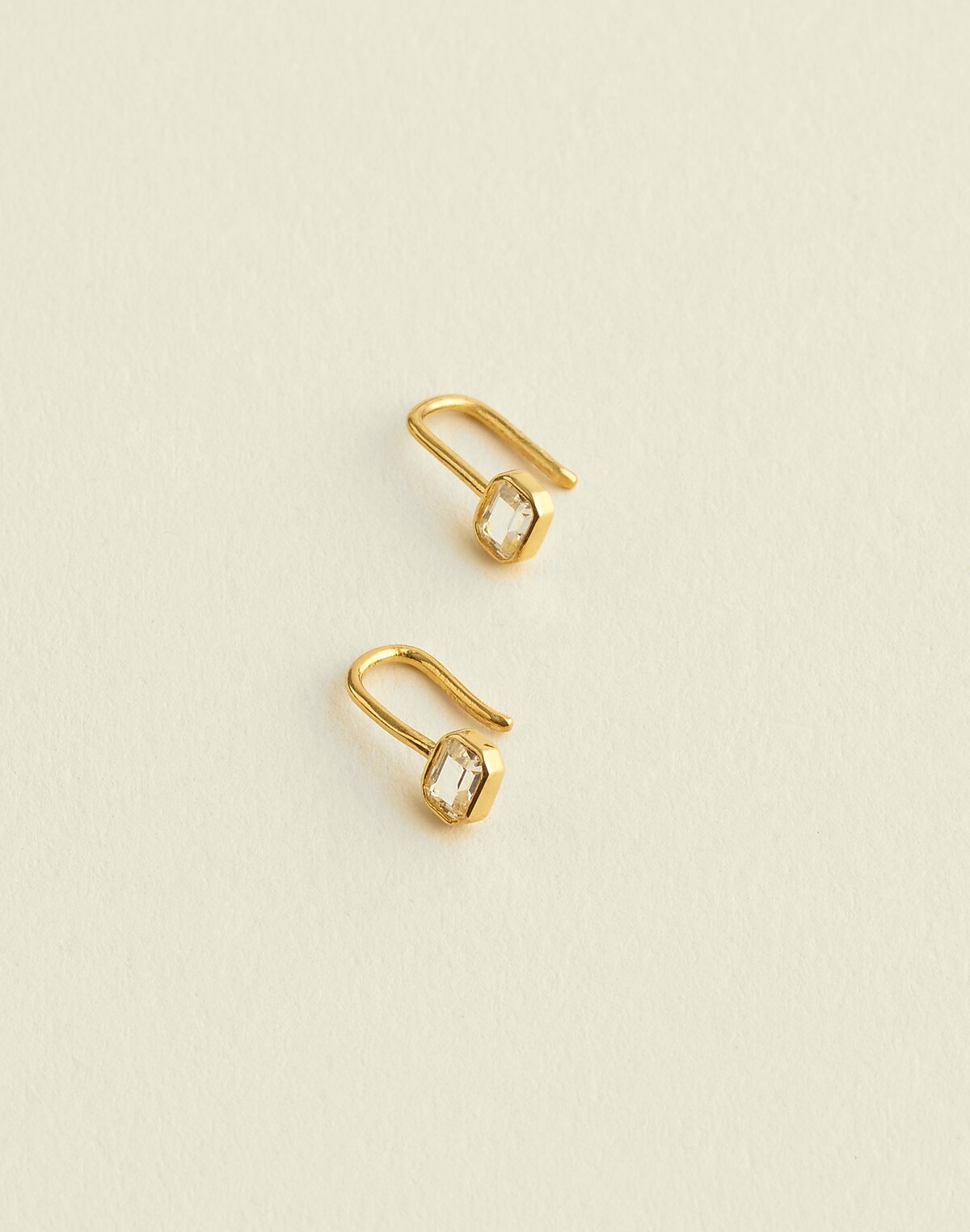 Demi-Fine Emerald-Cut Bezel Small Drop Earrings