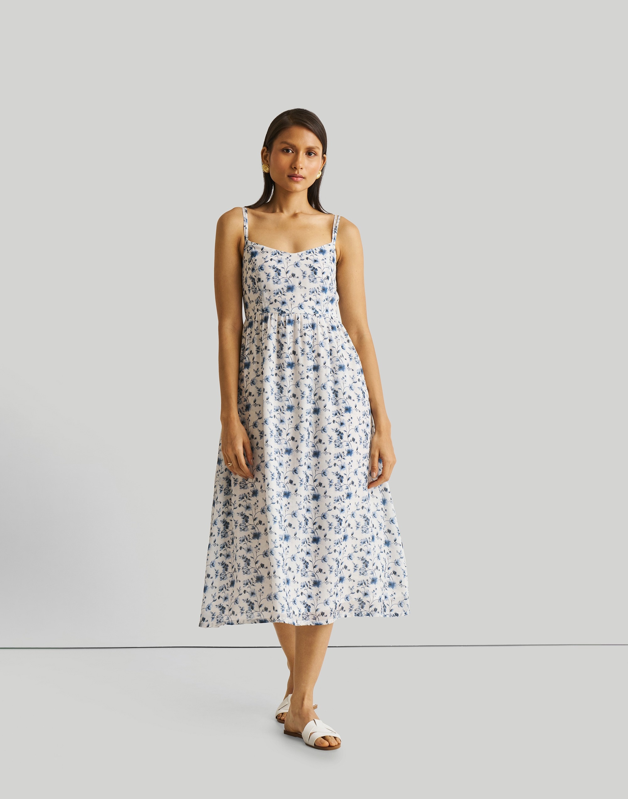 reistor strappy gathered midi dress