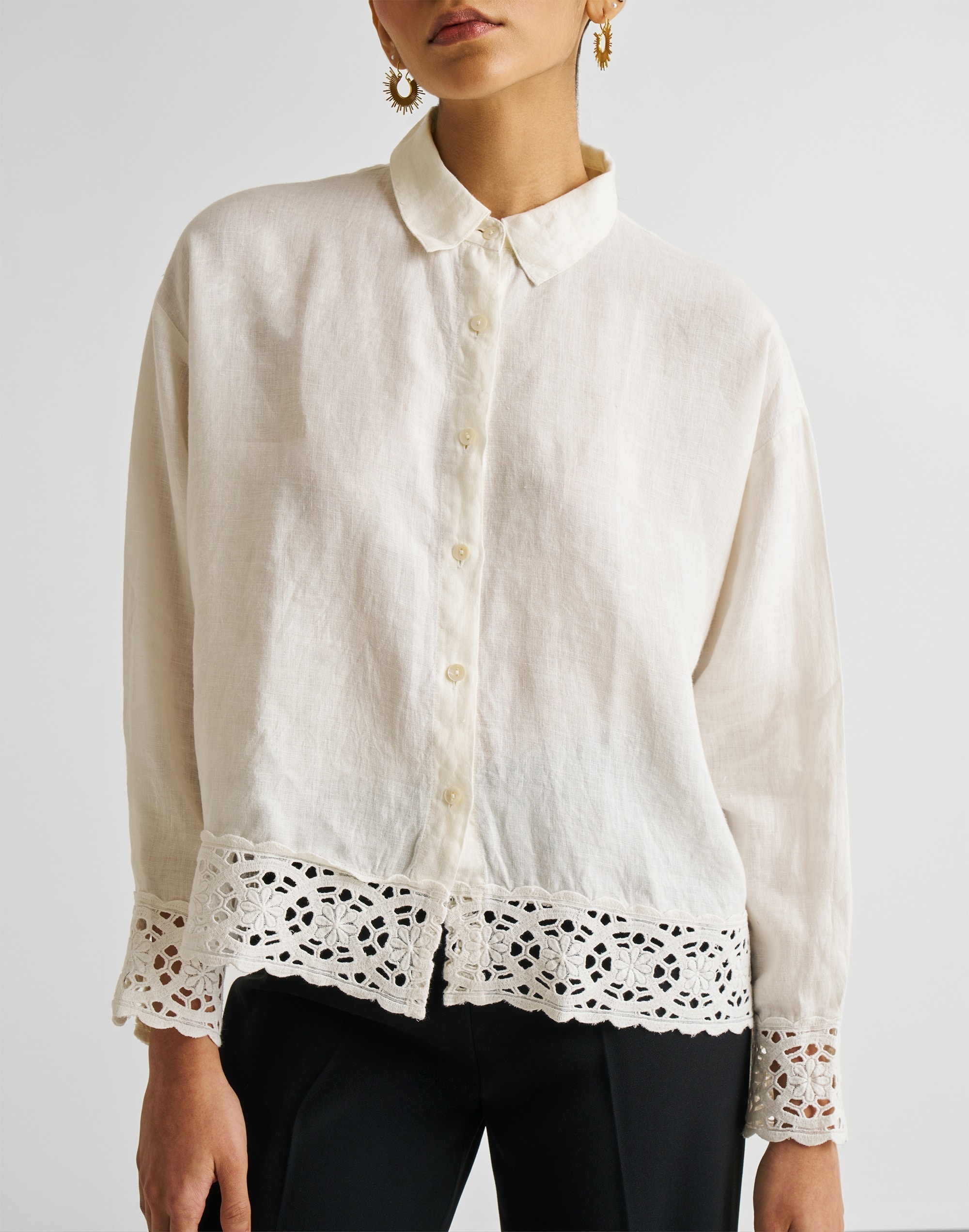 Reistor® Button-down with Embroidered Lace Shirt