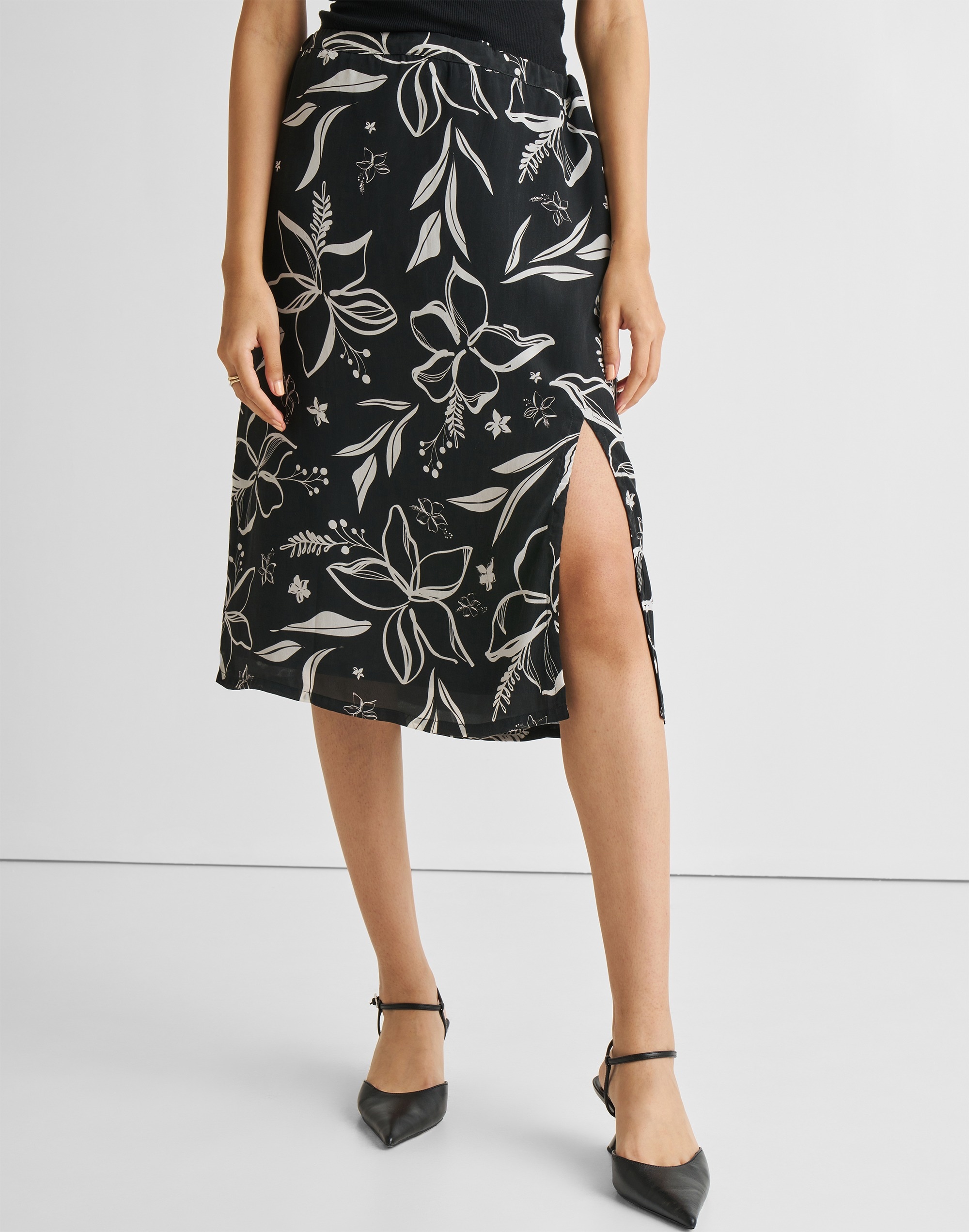 Reistor® Floral Skirt with Front Slit