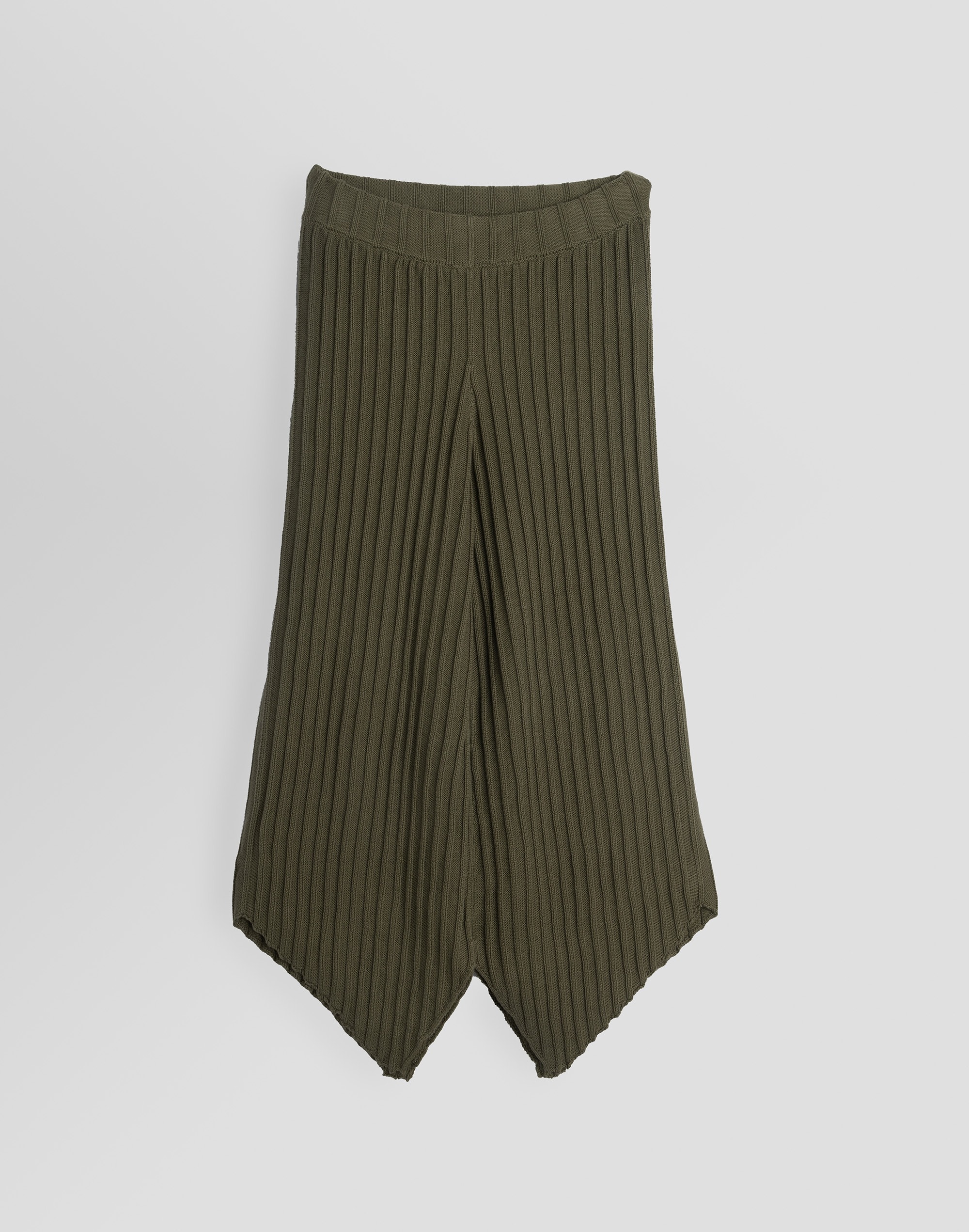 SOLUNA COLLECTIVE Olive Asymmetrical Knit Pants