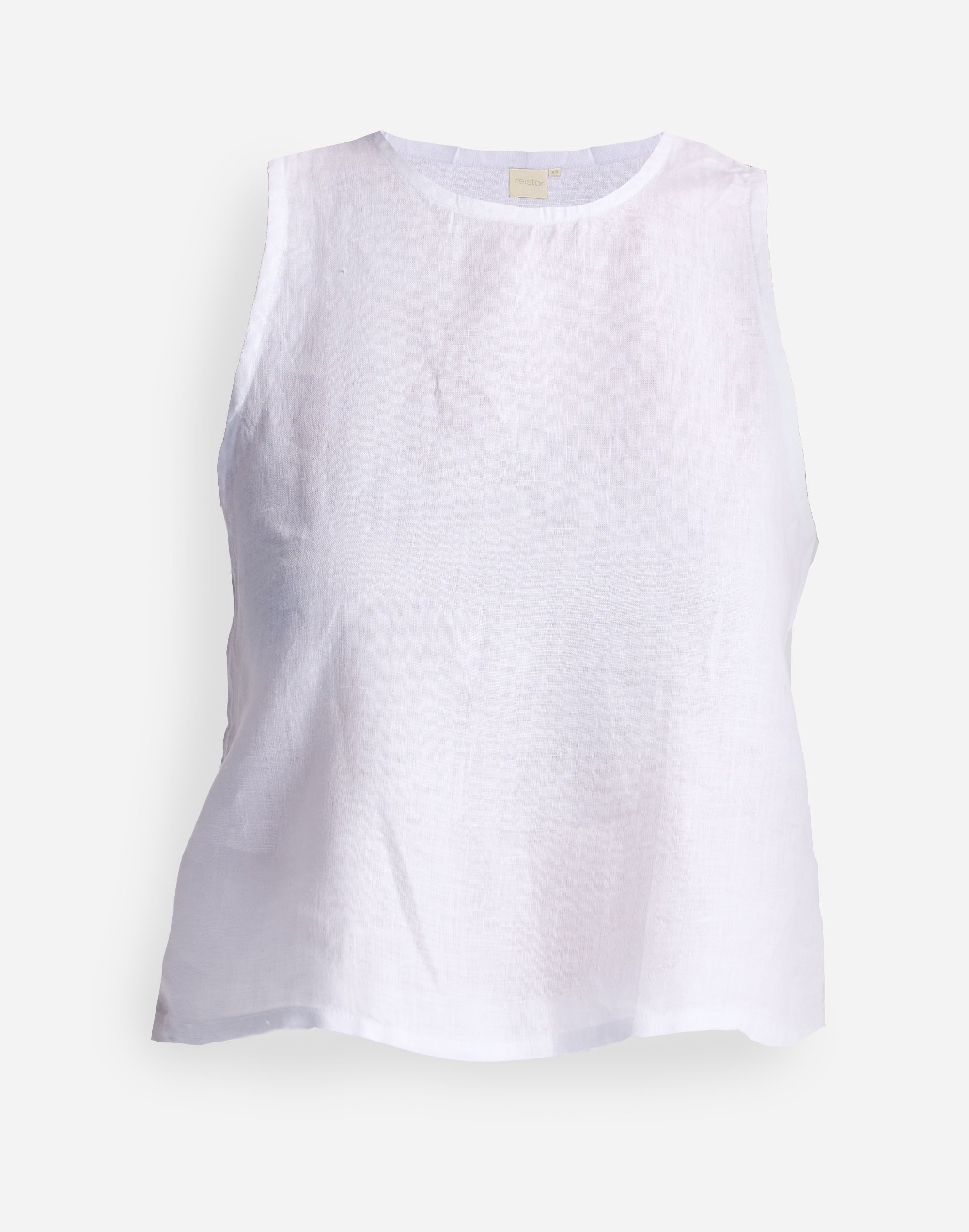 Reistor® Button Back 100% Hemp White Embroidered Crop Top